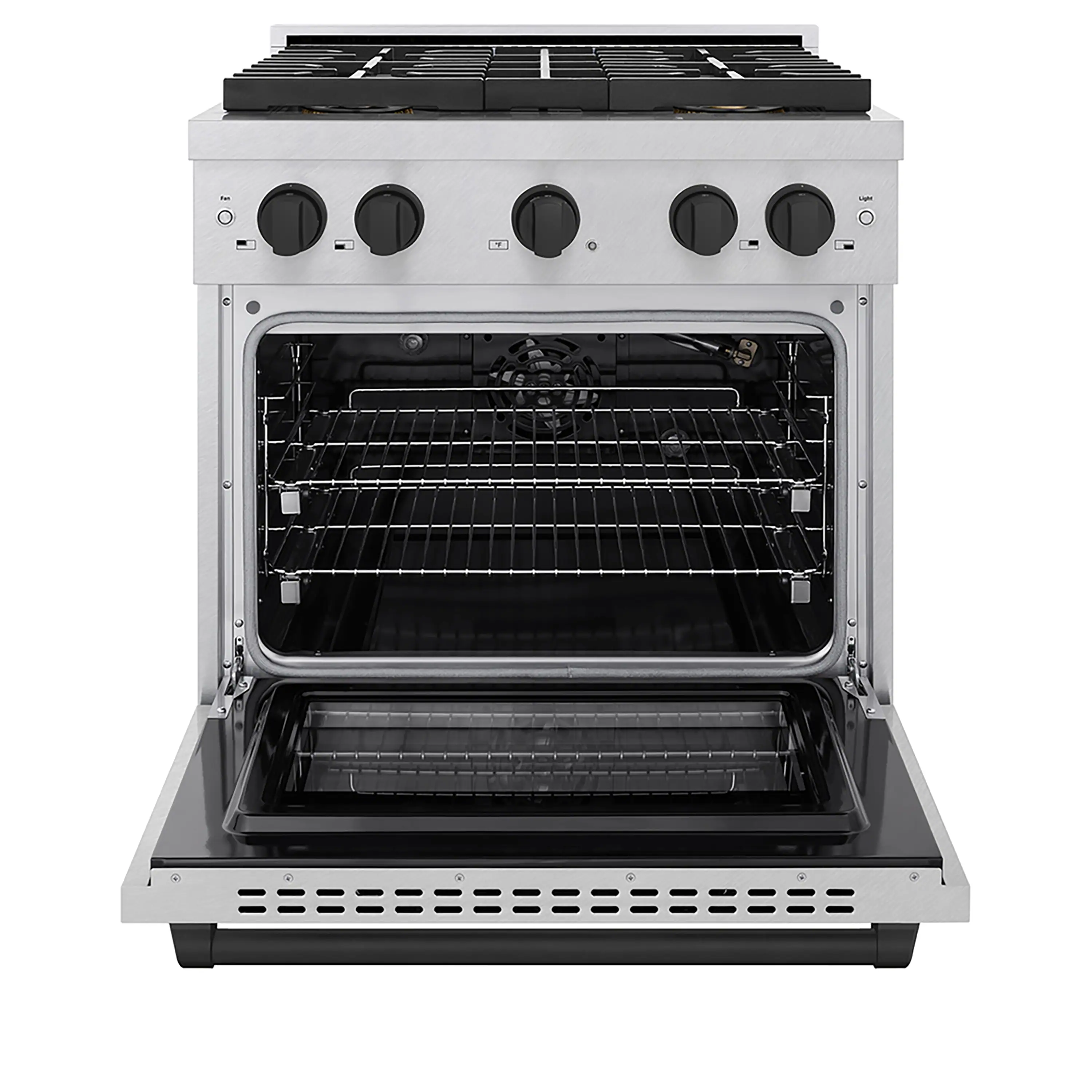 ZLINE Autograph Edition 30-Inch 4.2 cu. ft. Paramount Gas Range with 4 Burner DuoPro™ Cooktop and Convection Gas Oven in Satin Stainless Steel and Matte Black Accents (PSGRSZ-30-MB) - Image 2