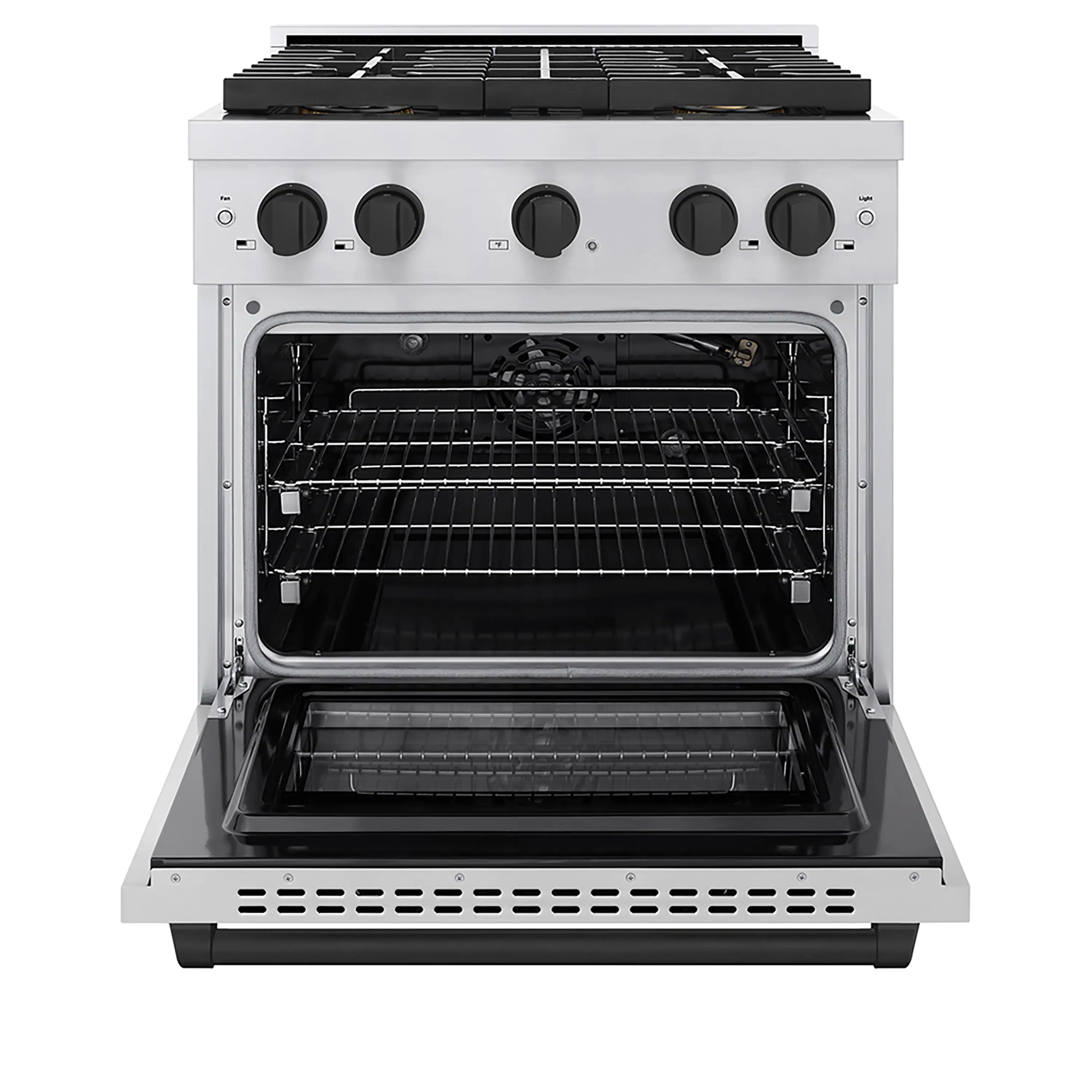 ZLINE Autograph Edition 30-Inch 4.2 cu. ft. Paramount Gas Range with 4 Burner DuoPro™ Cooktop and Convection Gas Oven in Stainless Steel with Matte Black Accents (PSGRZ-30-MB) - Image 2