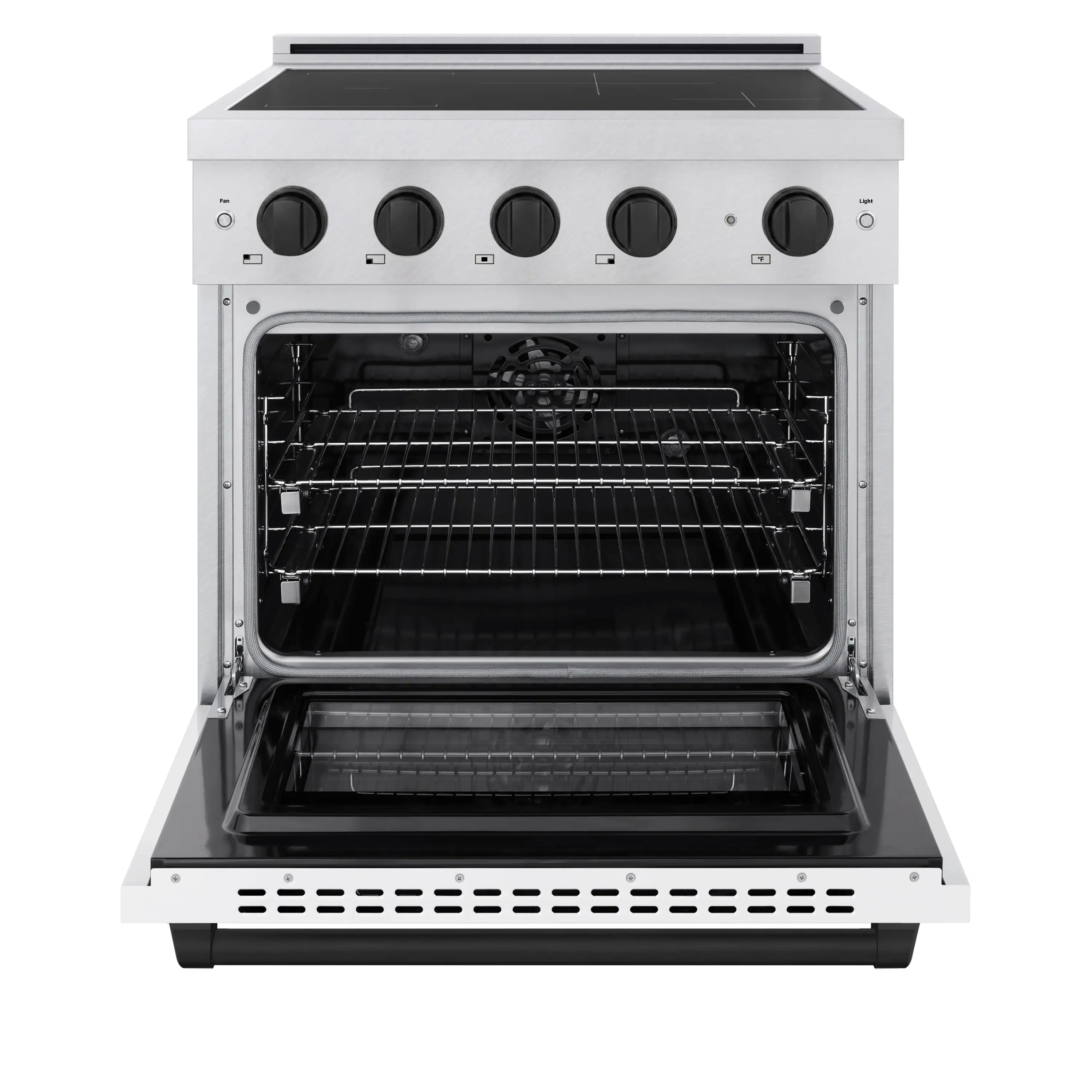 ZLINE Autograph Edition 30-Inch 4.2 cu. ft. Paramount Induction Range with 4 Element Cooktop and Electric Convection Oven in Satin Stainless Steel with White Matte Door and Matte Black Accents (SINRSZ-WM-30-MB) - Image 3
