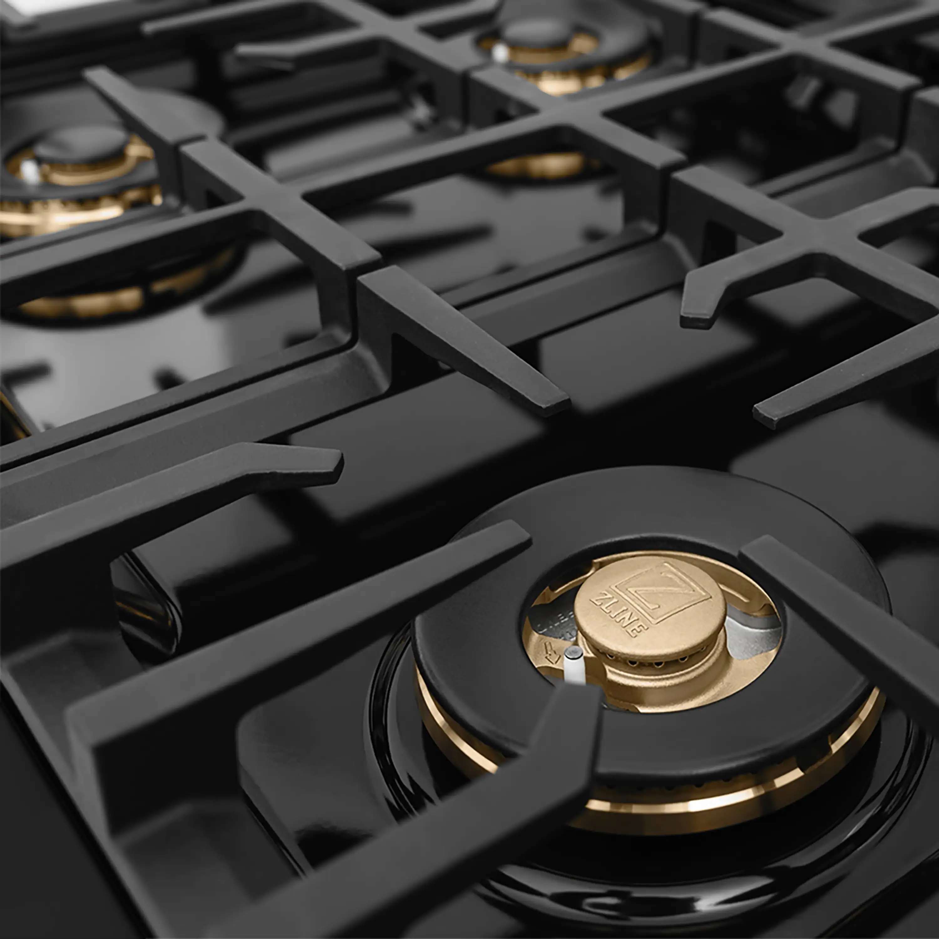 ZLINE Autograph Edition 30-Inch Classic Gas Rangetop with 4 Burner DuoPro™ Cooktop in Black Stainless Steel and Champagne Bronze Accents (PCRTBZ-30-CB) - Image 3