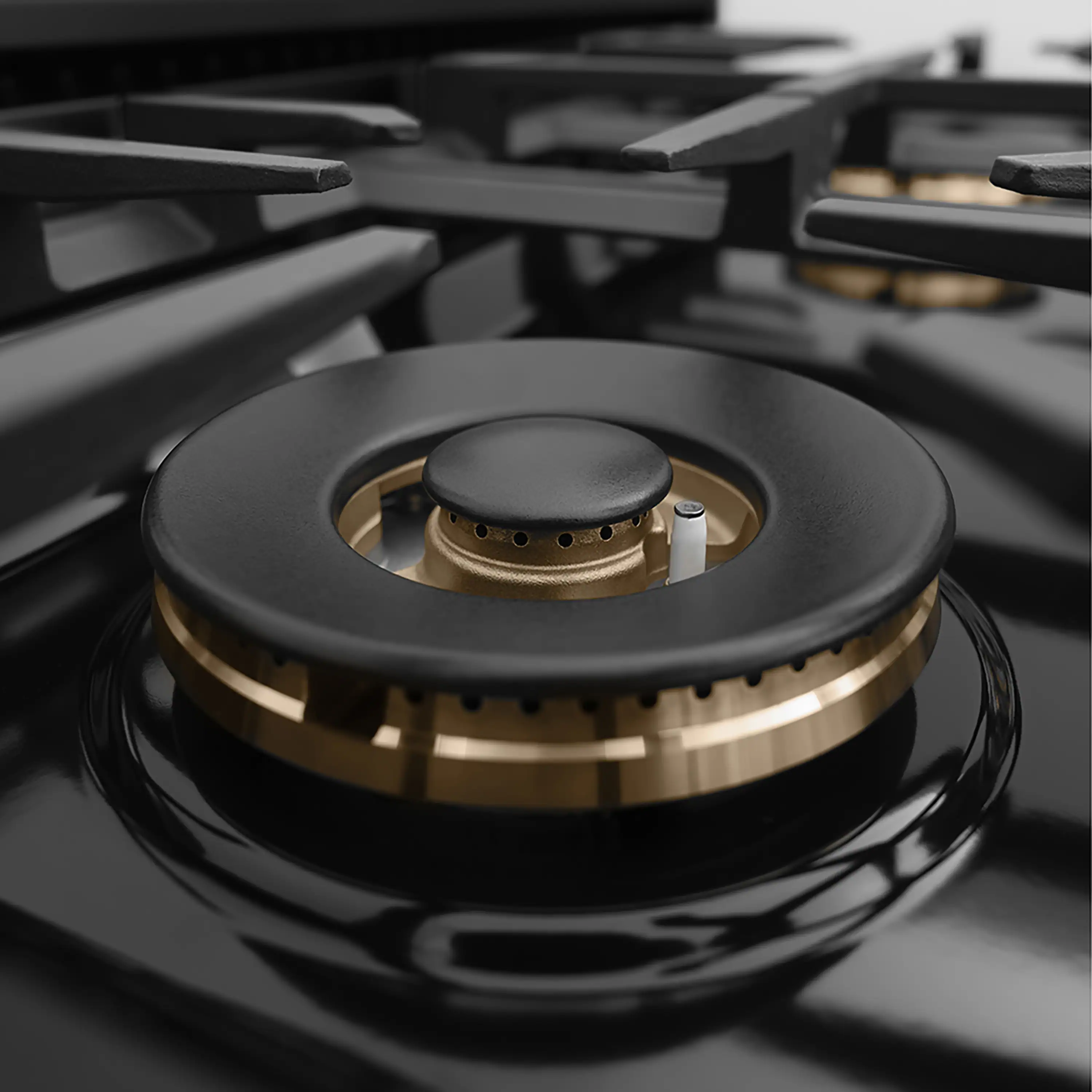 ZLINE Autograph Edition 30-Inch Classic Gas Rangetop with 4 Burner DuoPro™ Cooktop in Black Stainless Steel and Champagne Bronze Accents (PCRTBZ-30-CB) - Image 4