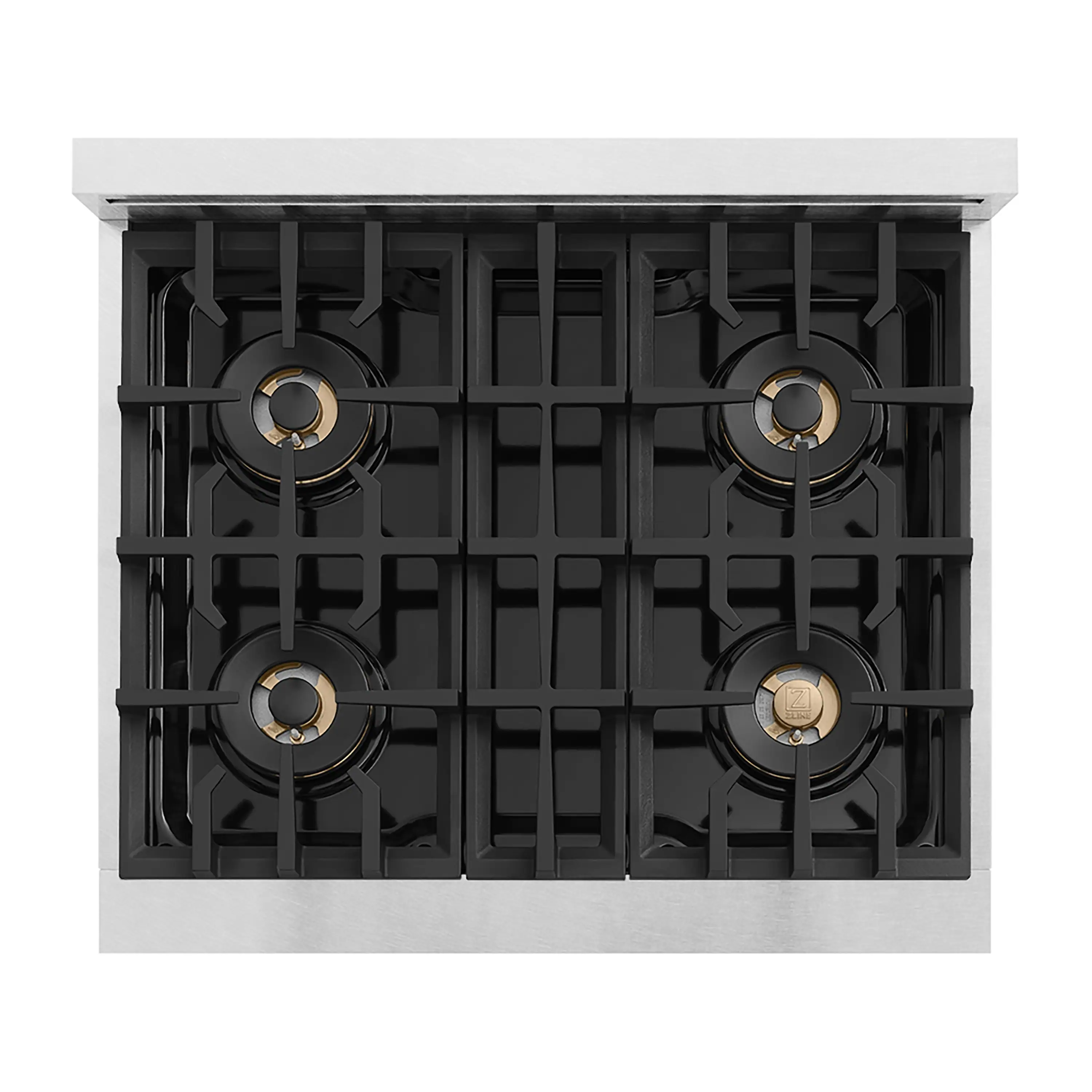 ZLINE Autograph Edition 30-Inch Classic Gas Rangetop with 4 Burner DuoPro™ Cooktop in Satin Stainless Steel and Polished Gold Accents (PCRTSZ-30-G) - Image 2