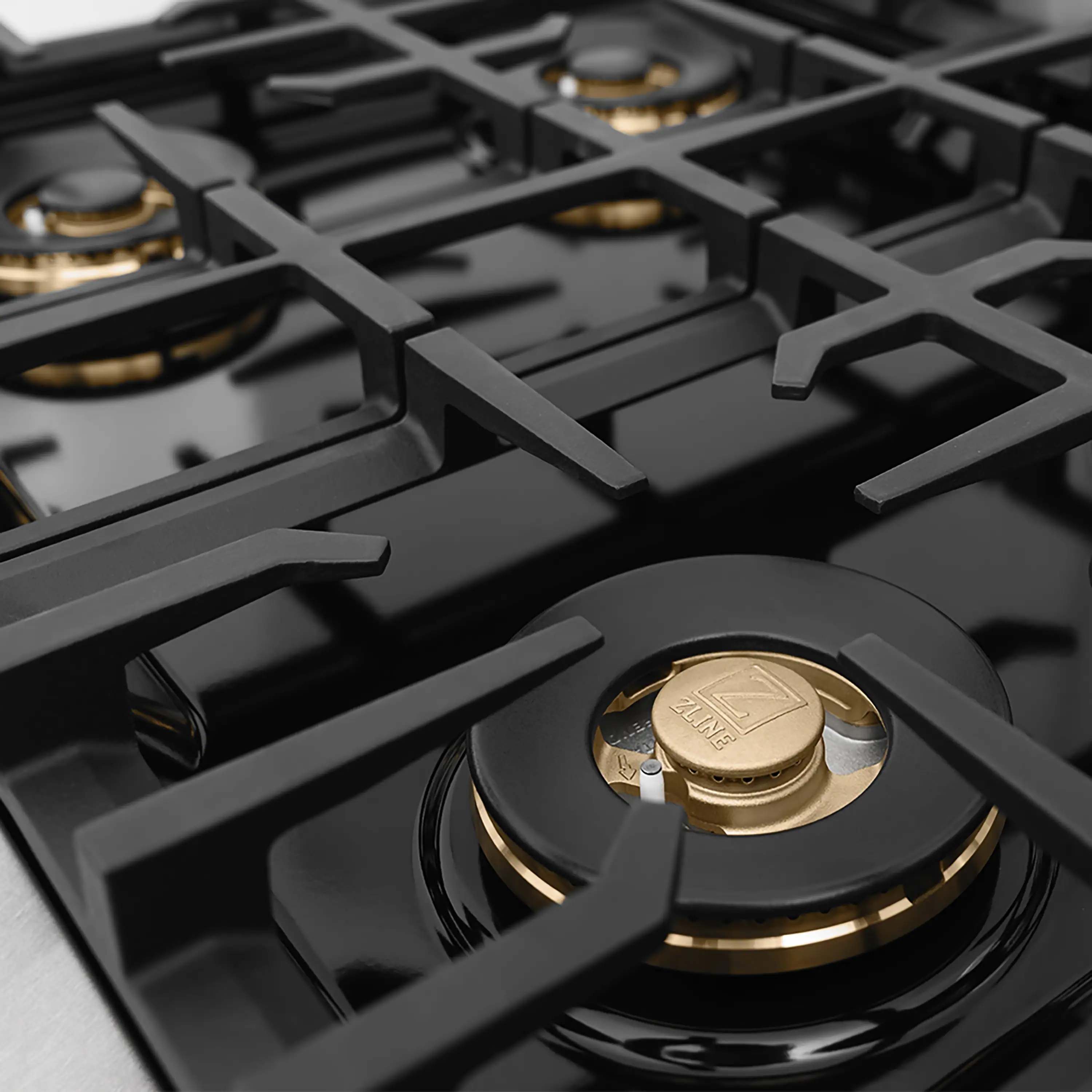 ZLINE Autograph Edition 30-Inch Classic Gas Rangetop with 4 Burner DuoPro™ Cooktop in Satin Stainless Steel and Polished Gold Accents (PCRTSZ-30-G) - Image 3