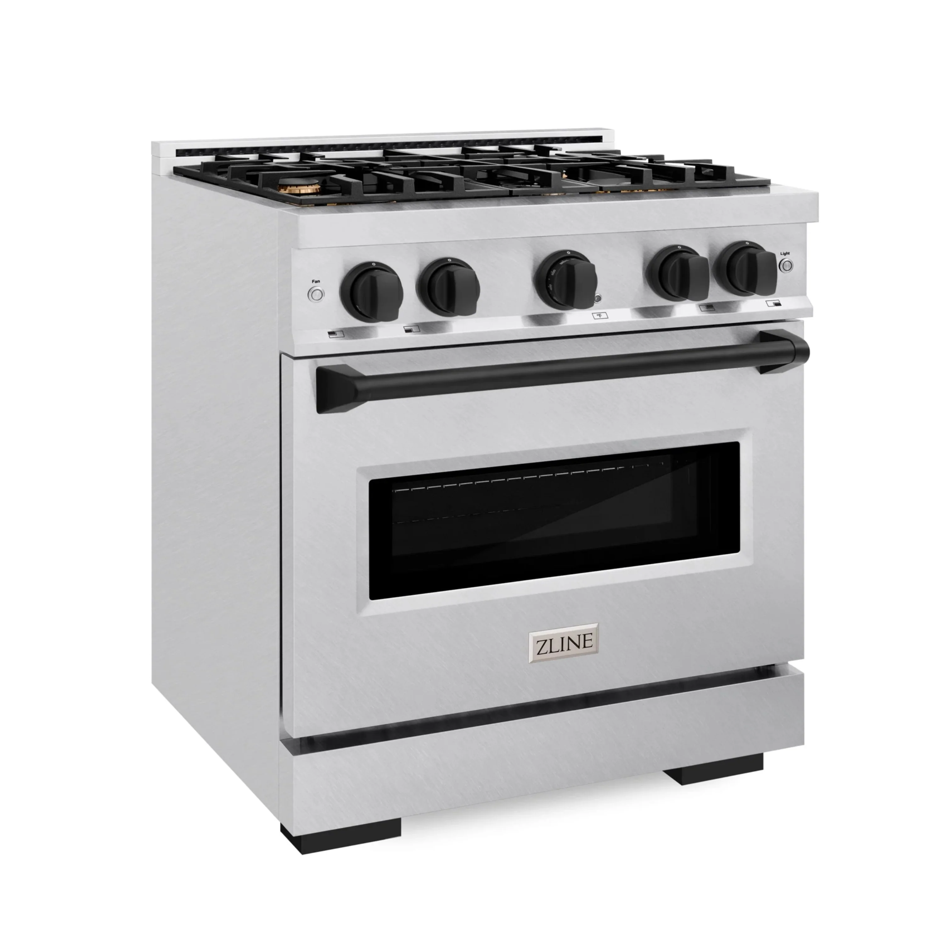 ZLINE Autograph Edition 30-Inch Classic Series Dual Fuel Range with 4 Gas Burner Cooktop and 4.2 Cu. Ft. Electric Convection Oven in Satin Stainless Steel with Matte Black Accents (CDRSZ-30-MB) - Image 2