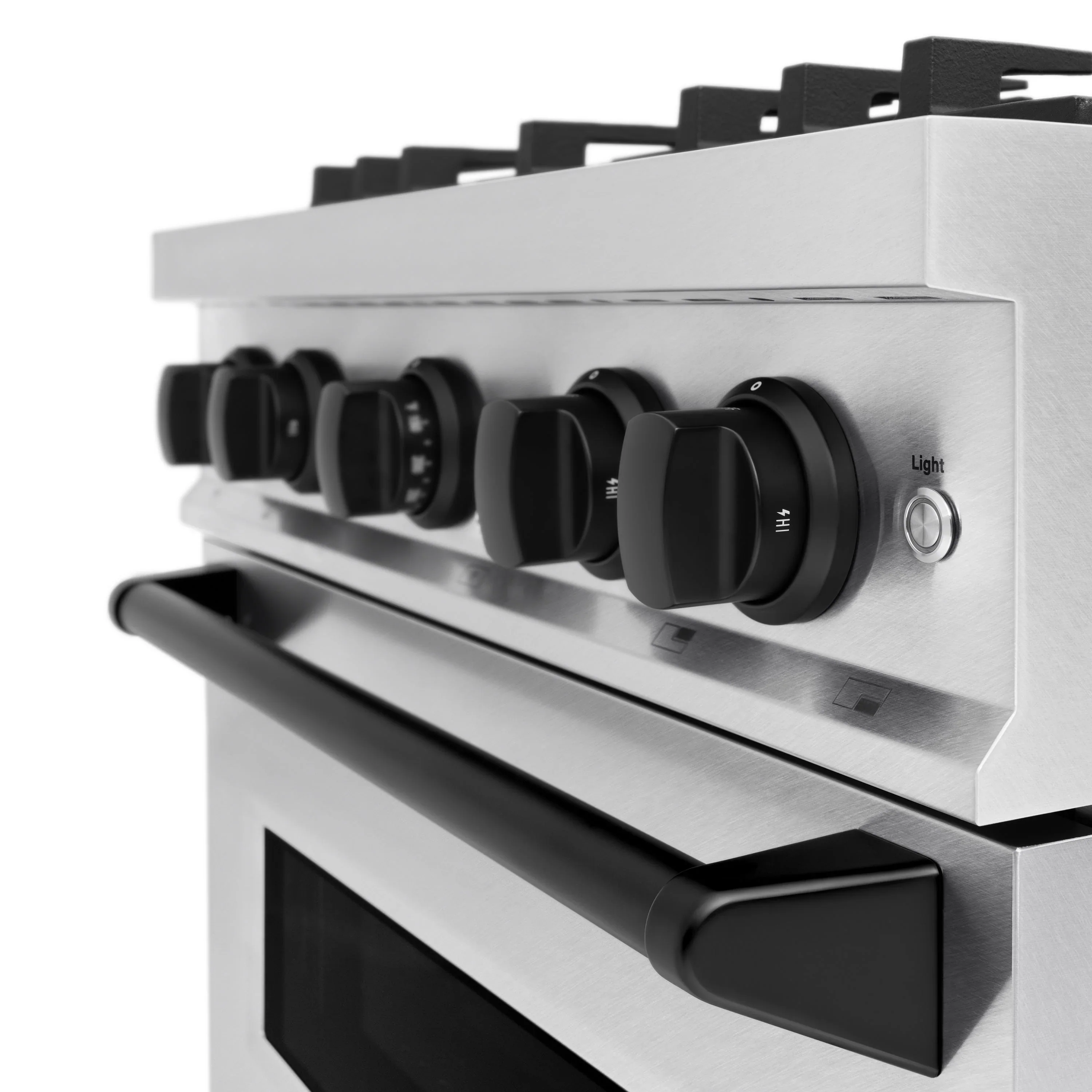 ZLINE Autograph Edition 30-Inch Classic Series Dual Fuel Range with 4 Gas Burner Cooktop and 4.2 Cu. Ft. Electric Convection Oven in Satin Stainless Steel with Matte Black Accents (CDRSZ-30-MB) - Image 6