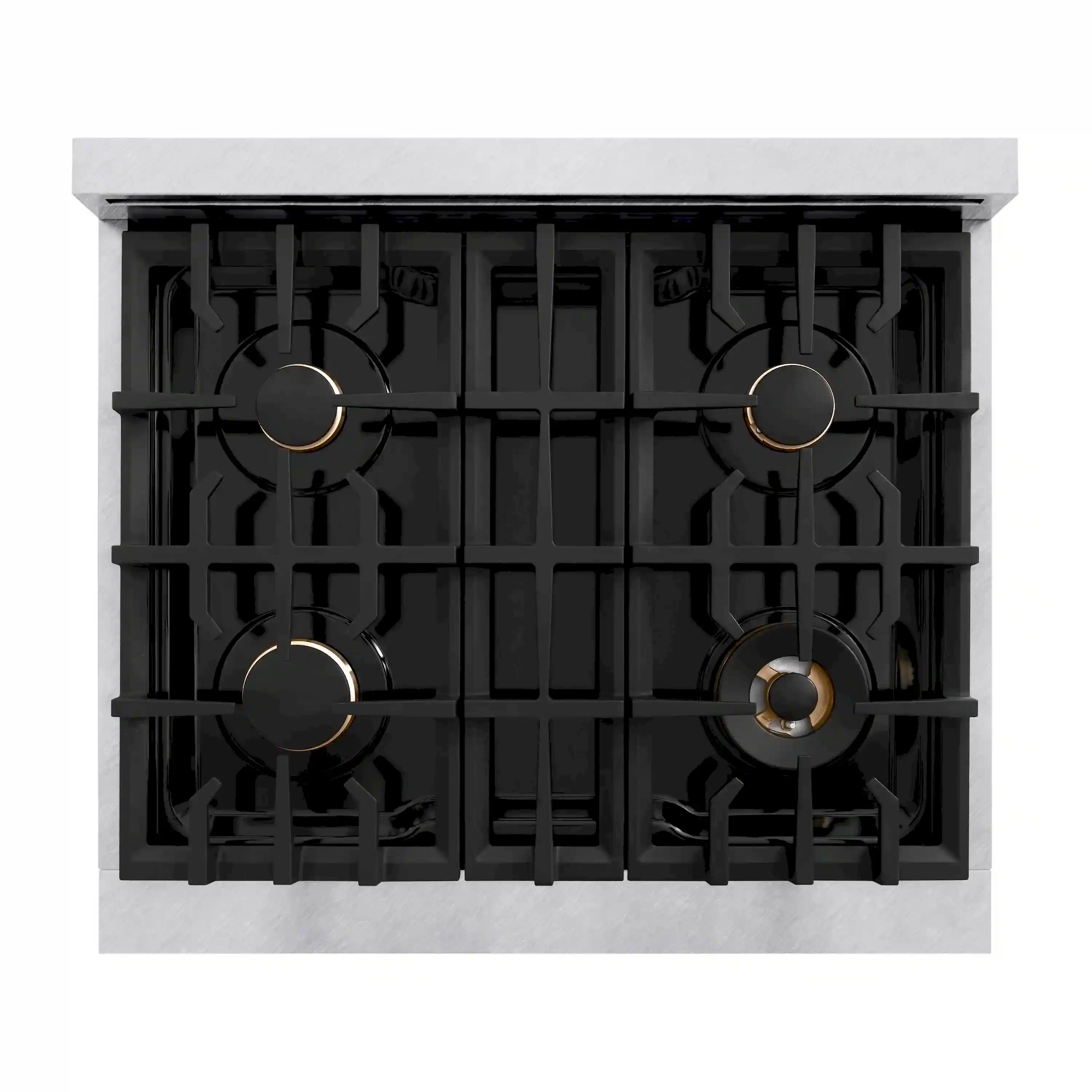 ZLINE Autograph Edition 30-Inch Classic Series Dual Fuel Range with 4 Gas Burner Cooktop and 4.2 Cu. Ft. Electric Convection Oven in Satin Stainless Steel with White Matte Door and Matte Black Accents (CDRSZ-WM-30-MB) - Image 5
