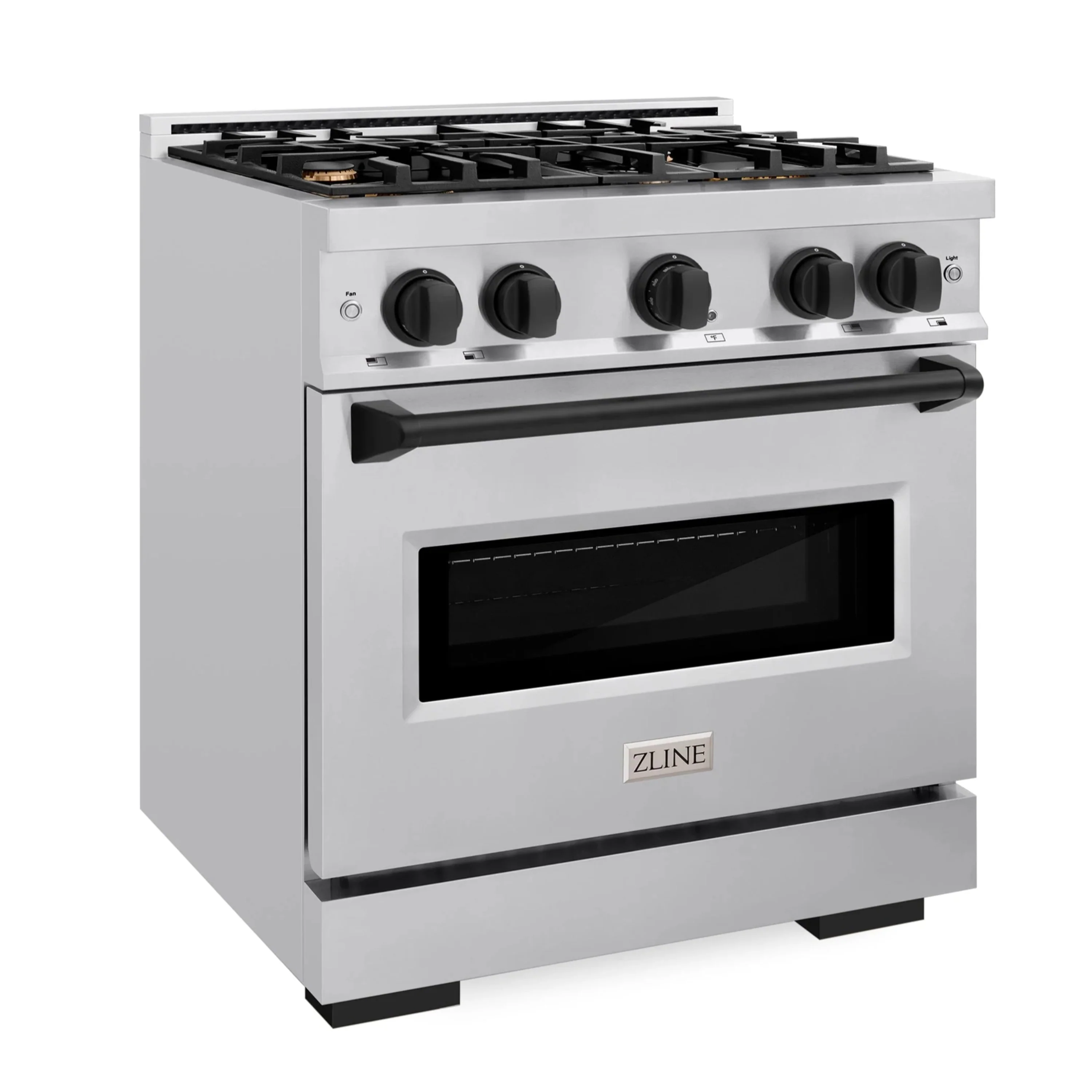 ZLINE Autograph Edition 30-Inch Classic Series Dual Fuel Range with 4 Gas Burner Cooktop and 4.2 Cu. Ft. Electric Convection Oven in Stainless Steel with Matte Black Accents (CDRZ-30-MB) - Image 2