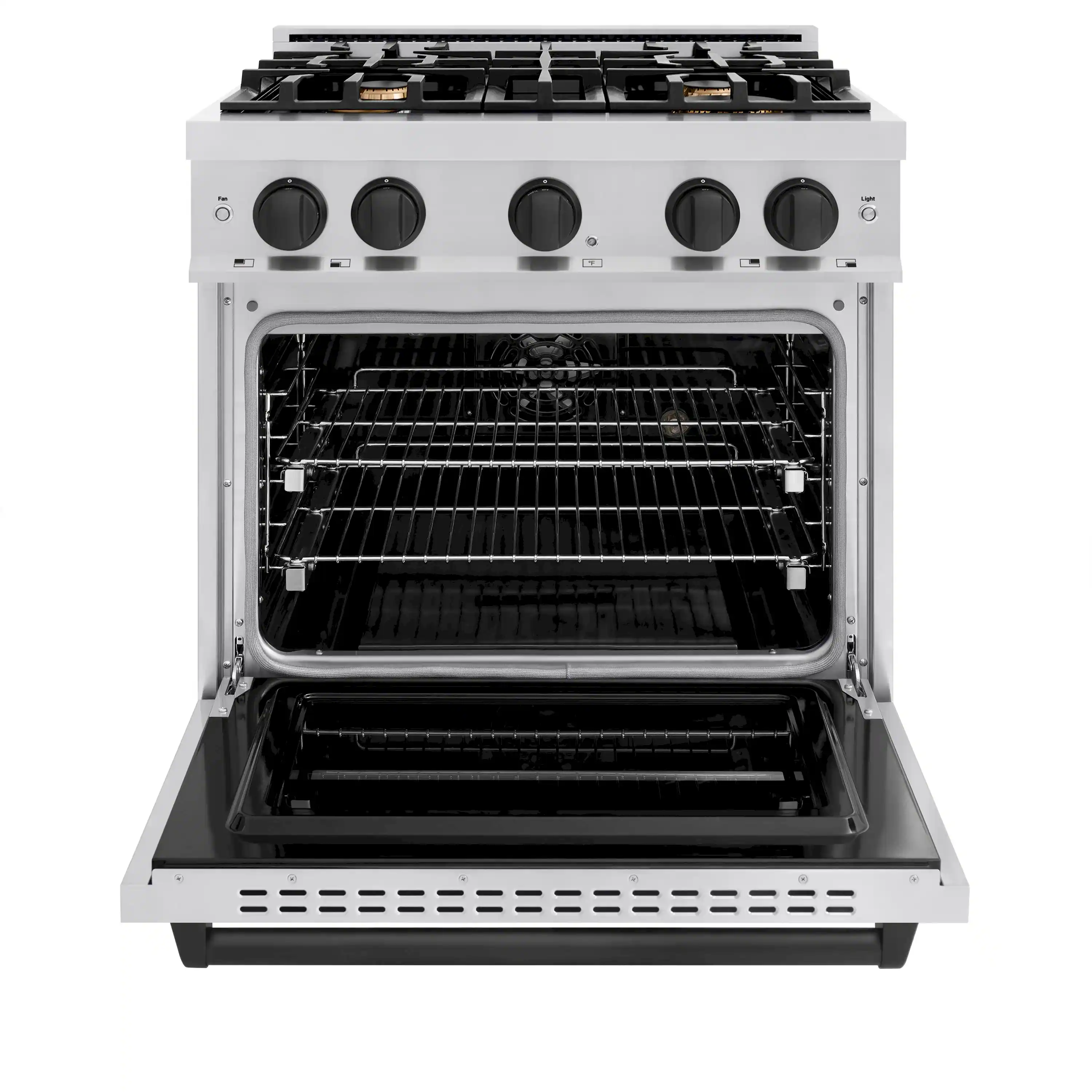 ZLINE Autograph Edition 30-Inch Classic Series Dual Fuel Range with 4 Gas Burner Cooktop and 4.2 Cu. Ft. Electric Convection Oven in Stainless Steel with Matte Black Accents (CDRZ-30-MB) - Image 3