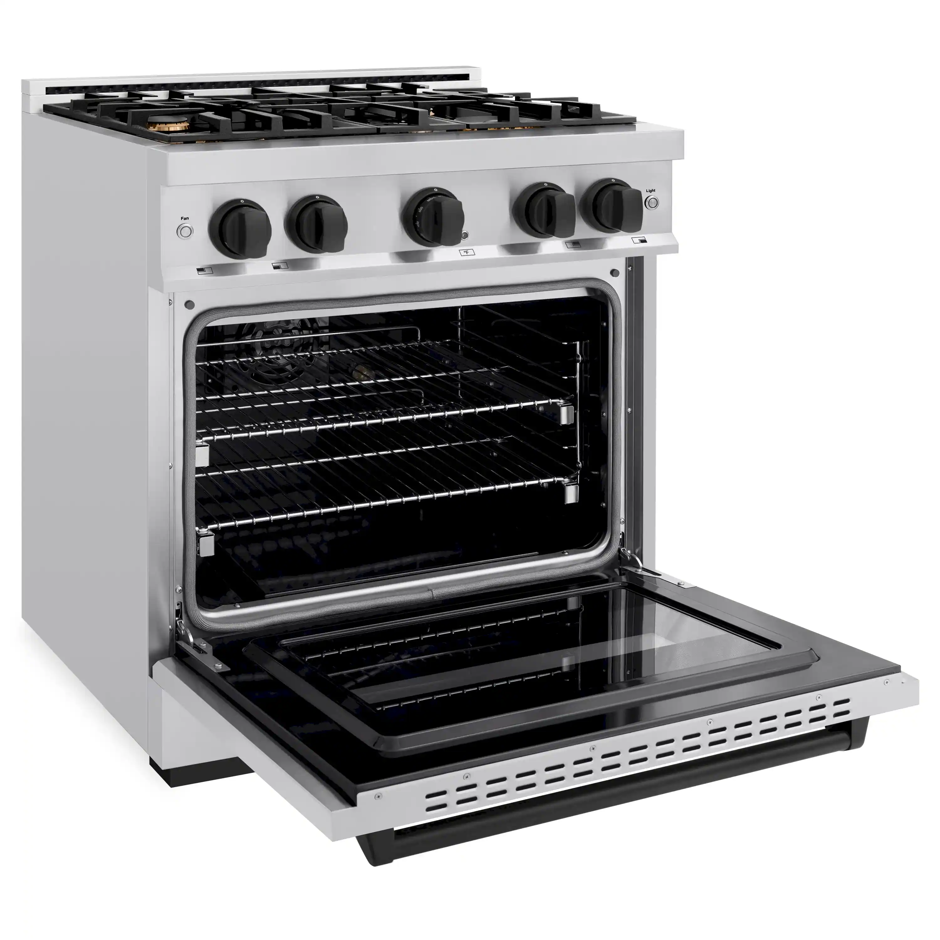 ZLINE Autograph Edition 30-Inch Classic Series Dual Fuel Range with 4 Gas Burner Cooktop and 4.2 Cu. Ft. Electric Convection Oven in Stainless Steel with Matte Black Accents (CDRZ-30-MB) - Image 4