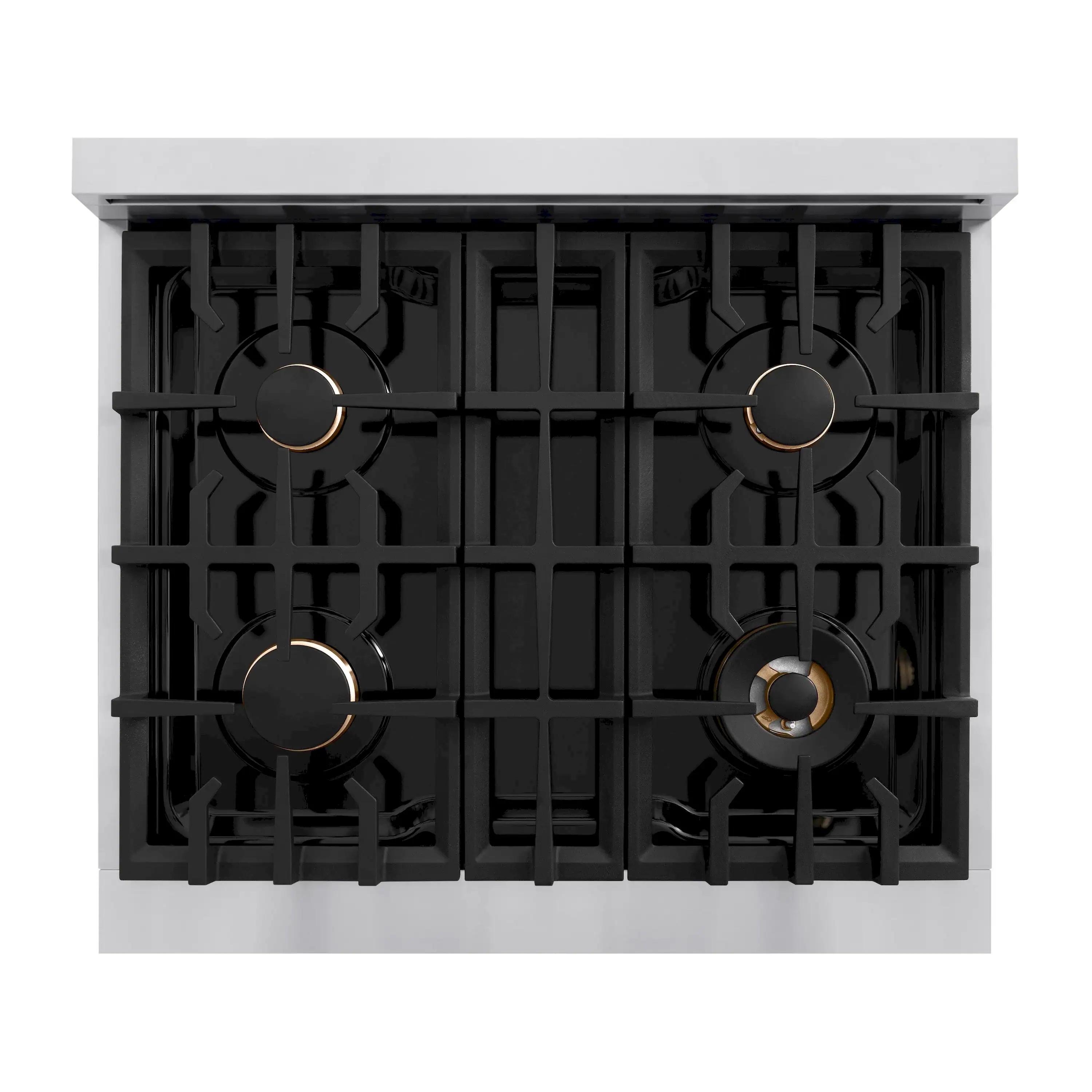 ZLINE Autograph Edition 30-Inch Classic Series Dual Fuel Range with 4 Gas Burner Cooktop and 4.2 Cu. Ft. Electric Convection Oven in Stainless Steel with White Matte Door and Polished Gold Accents (CDRZ-WM-30-G) - Image 5