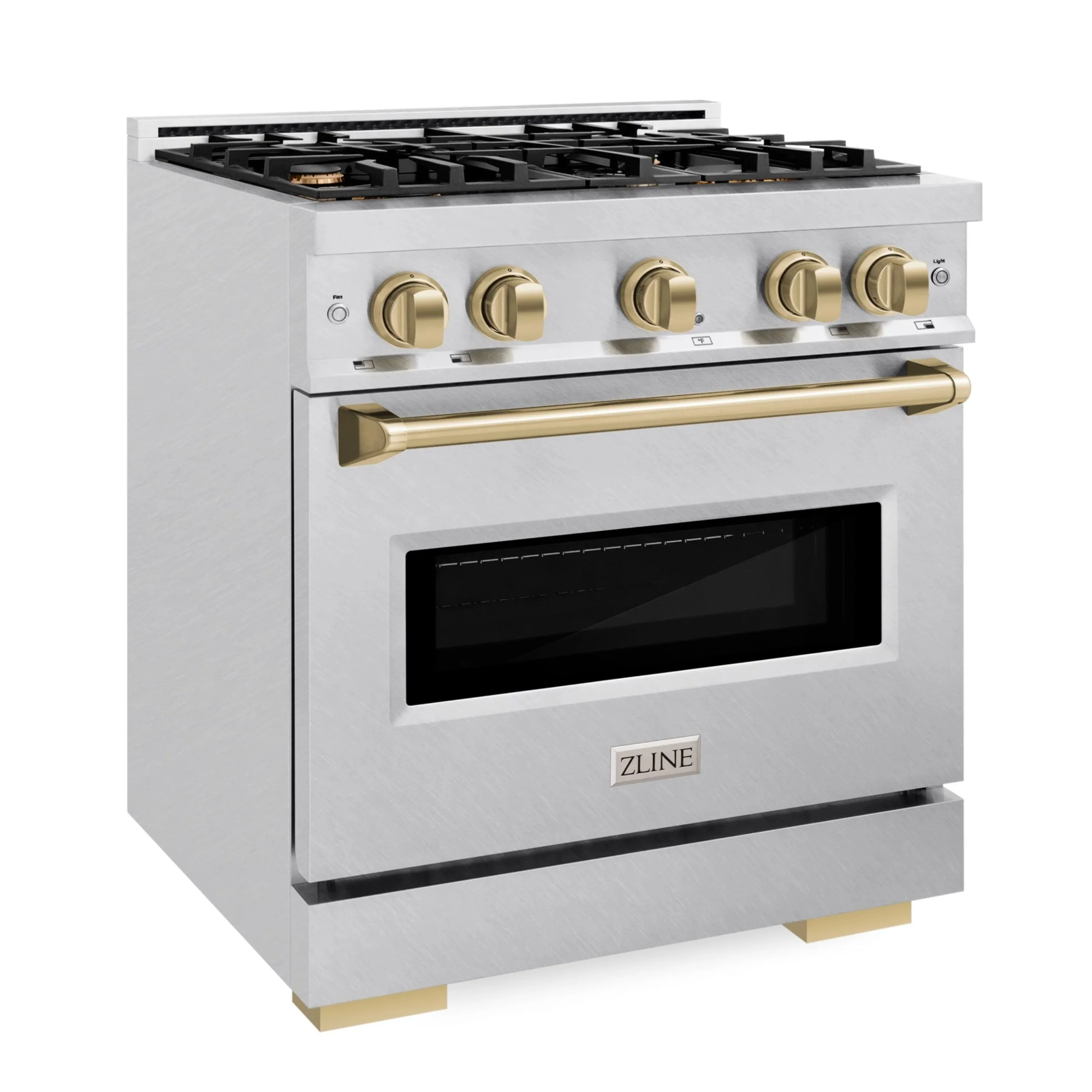 ZLINE Autograph Edition 30-Inch Classic Series Gas Range with 4 Gas Burner Cooktop and 4.2 Cu. Ft. Gas Convection Oven  in Satin Stainless Steel and Champagne Bronze Accents (CGRSZ-30-CB) - Image 2
