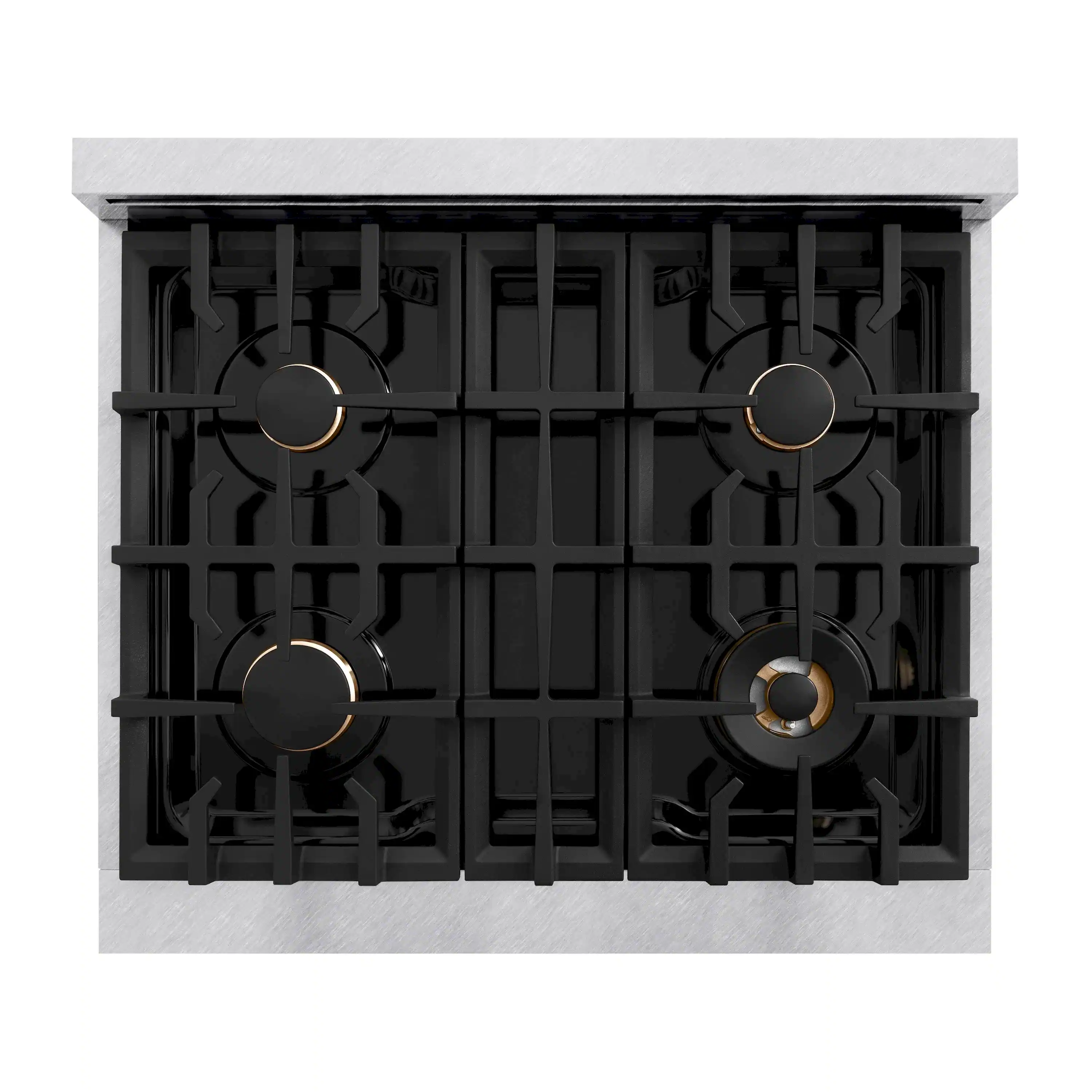 ZLINE Autograph Edition 30-Inch Classic Series Gas Range with 4 Gas Burner Cooktop and 4.2 Cu. Ft. Gas Convection Oven  in Satin Stainless Steel and Champagne Bronze Accents (CGRSZ-30-CB) - Image 5
