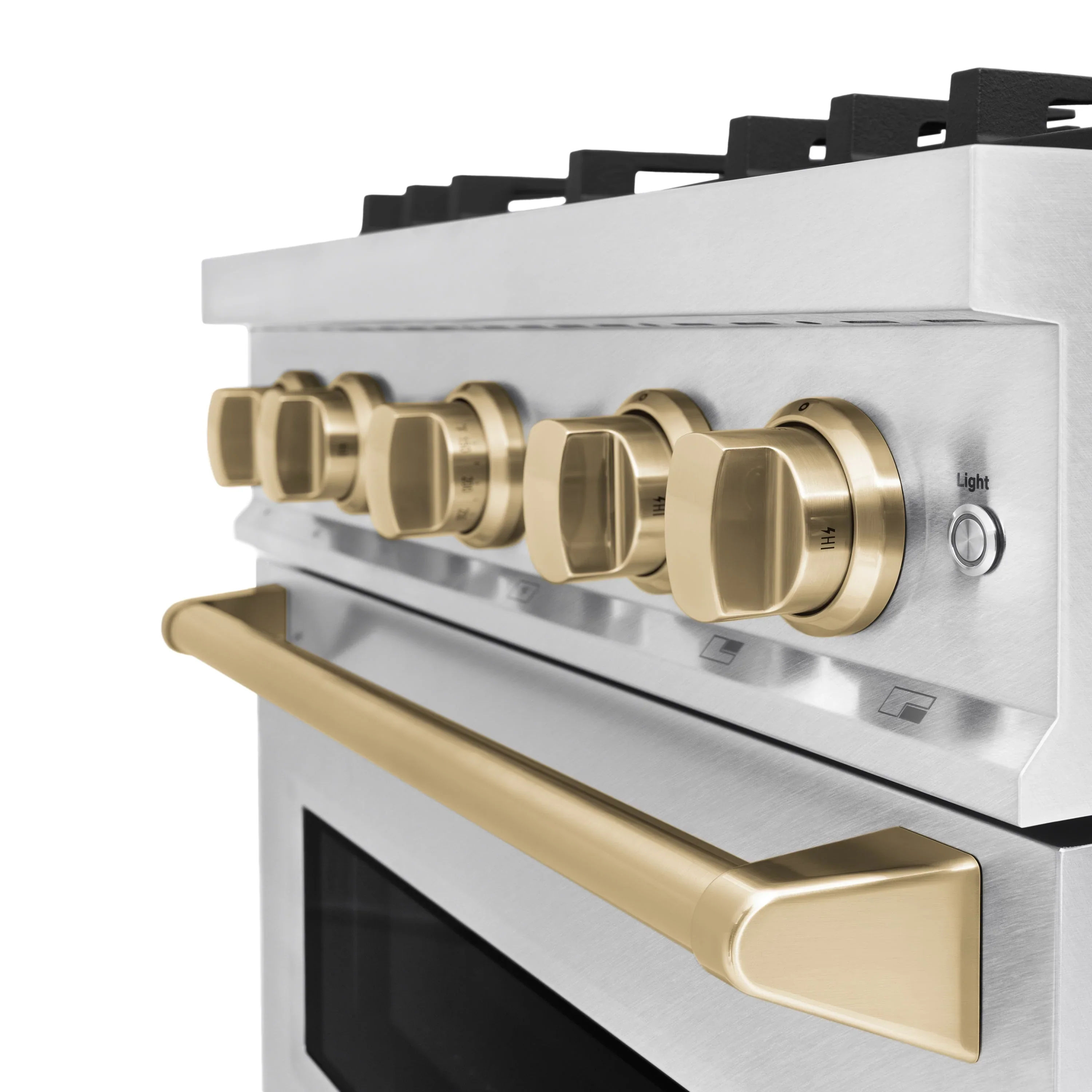 ZLINE Autograph Edition 30-Inch Classic Series Gas Range with 4 Gas Burner Cooktop and 4.2 Cu. Ft. Gas Convection Oven  in Satin Stainless Steel and Champagne Bronze Accents (CGRSZ-30-CB) - Image 6