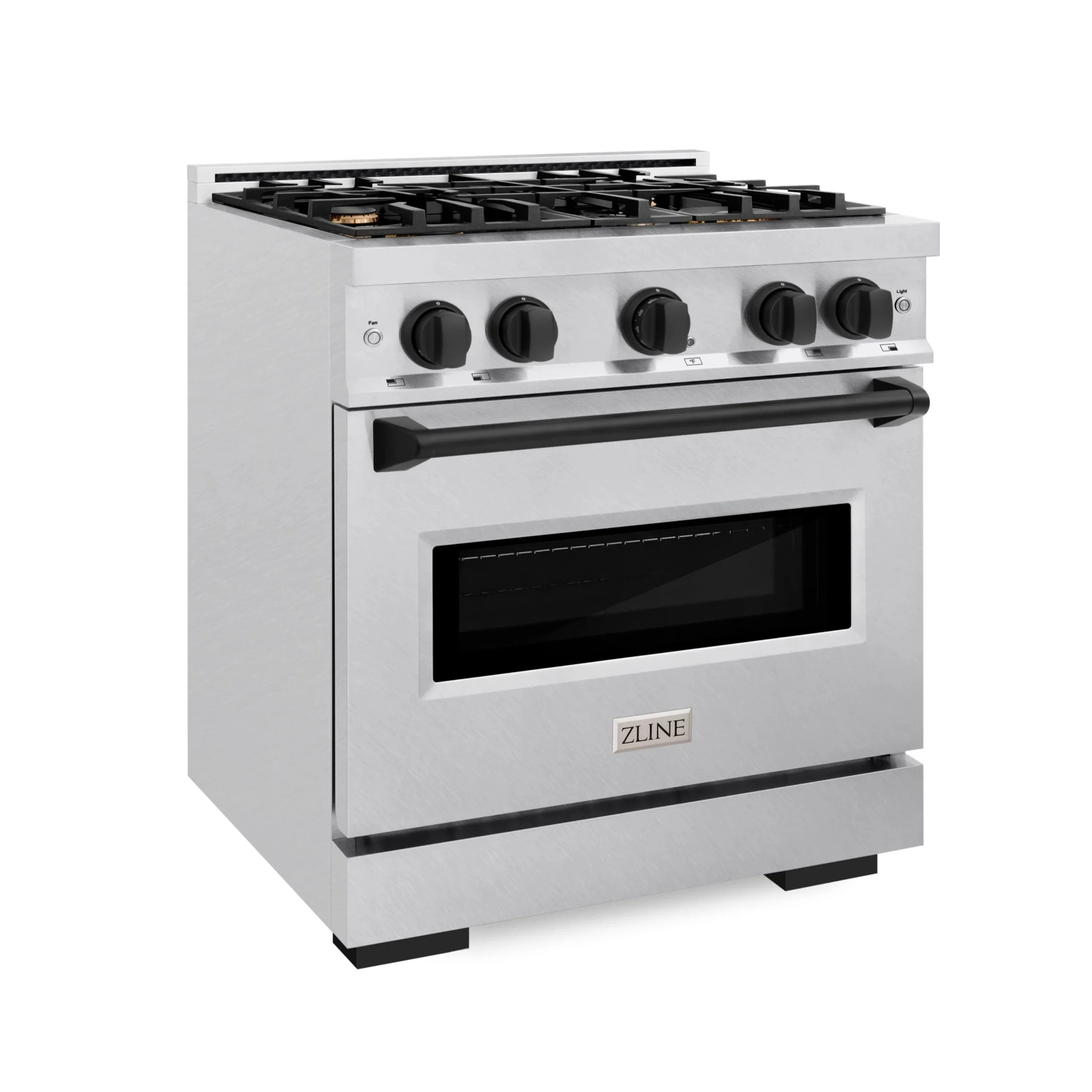 ZLINE Autograph Edition 30-Inch Classic Series Gas Range with 4 Gas Burner Cooktop and 4.2 Cu. Ft. Gas Convection Oven in Satin Stainless Steel and Matte Black Accents (CGRSZ-30-MB) - Image 2