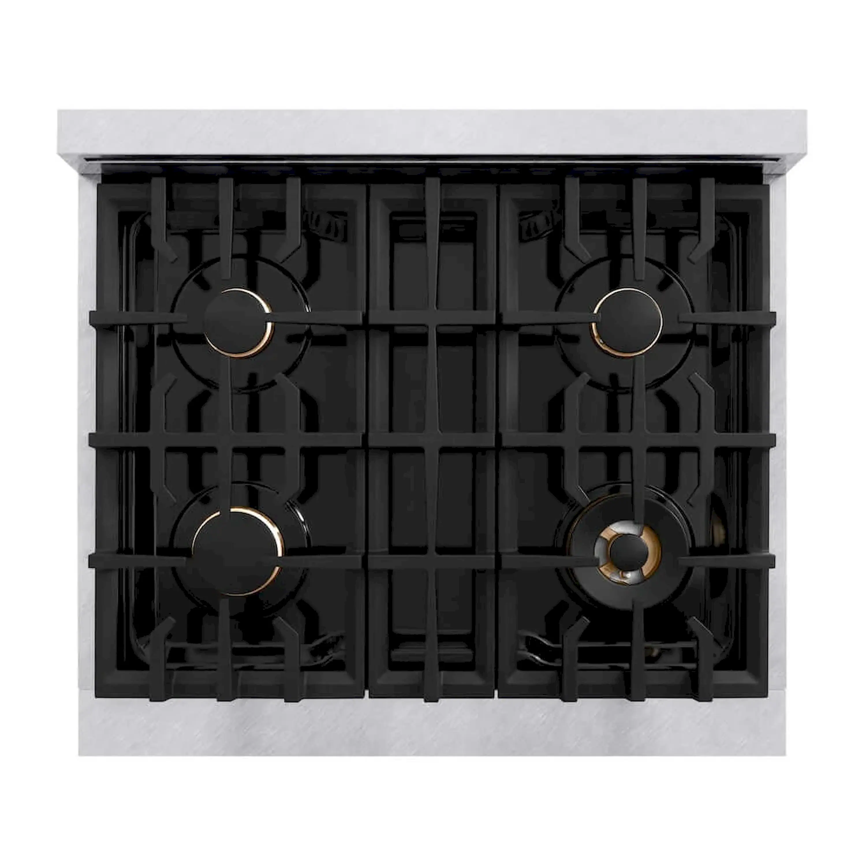 ZLINE Autograph Edition 30-Inch Classic Series Gas Range with 4 Gas Burner Cooktop and 4.2 Cu. Ft. Gas Convection Oven  in Satin Stainless Steel with White Matte Door and Champagne Bronze Accents (CGRSZ-WM-30-CB) - Image 5