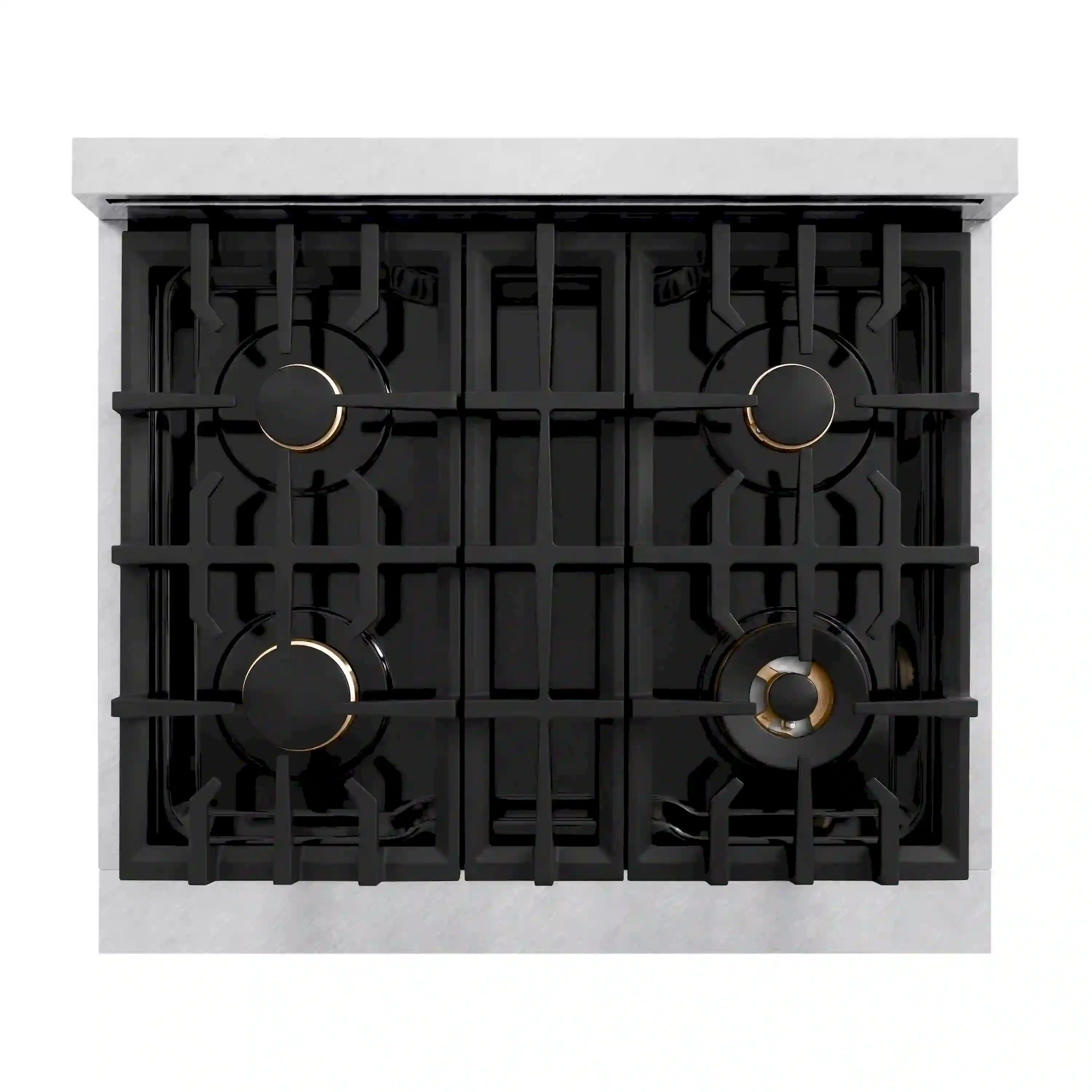 ZLINE Autograph Edition 30-Inch Classic Series Gas Range with 4 Gas Burner Cooktop and 4.2 Cu. Ft. Gas Convection Oven  in Satin Stainless Steel with White Matte Door and Matte Black Accents (CGRSZ-WM-30-MB) - Image 5