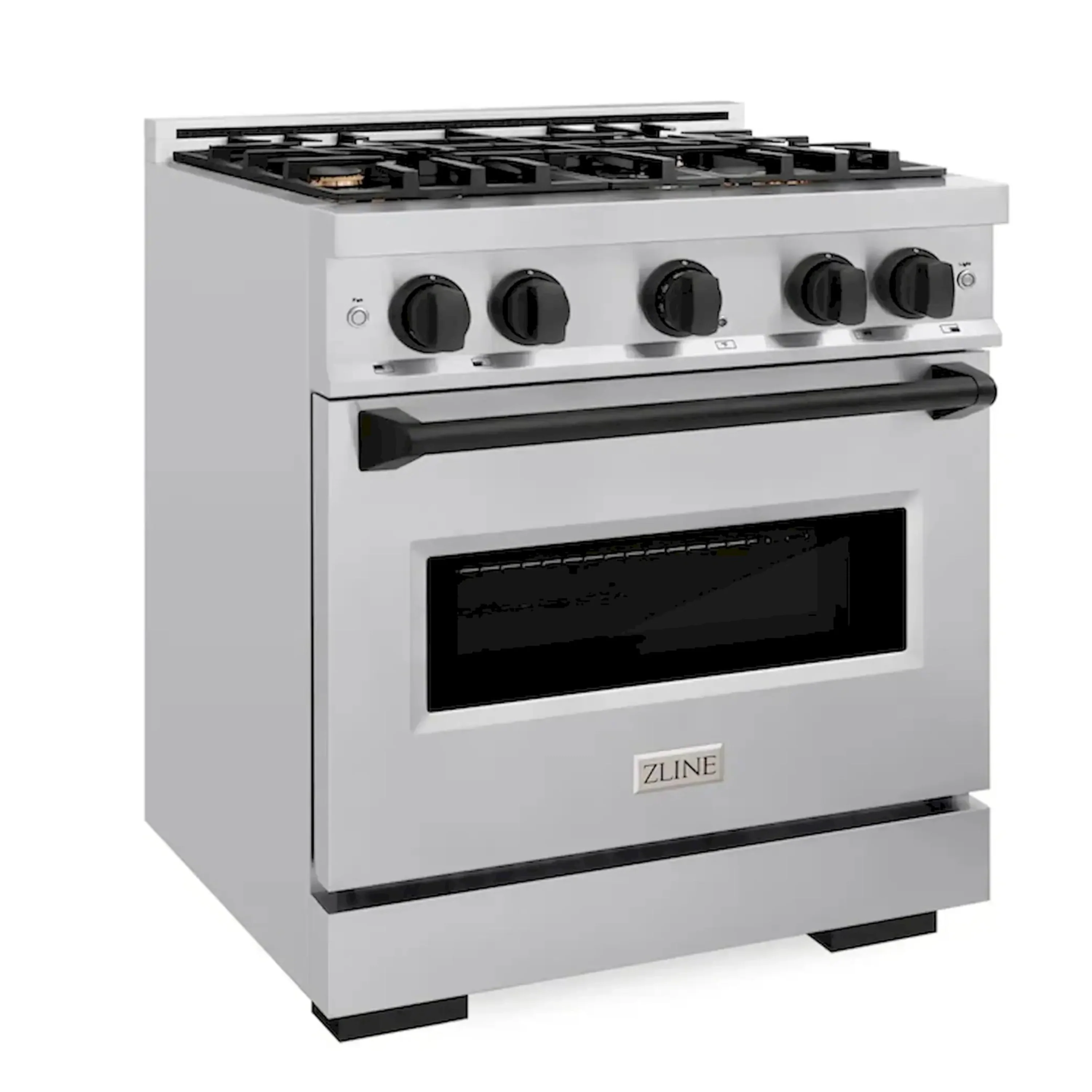 ZLINE Autograph Edition 30-Inch Classic Series Gas Range with 4 Gas Burner Cooktop and 4.2 Cu. Ft. Gas Convection Oven  in Stainless Steel and Matte Black Accents (CGRZ-30-MB) - Image 2