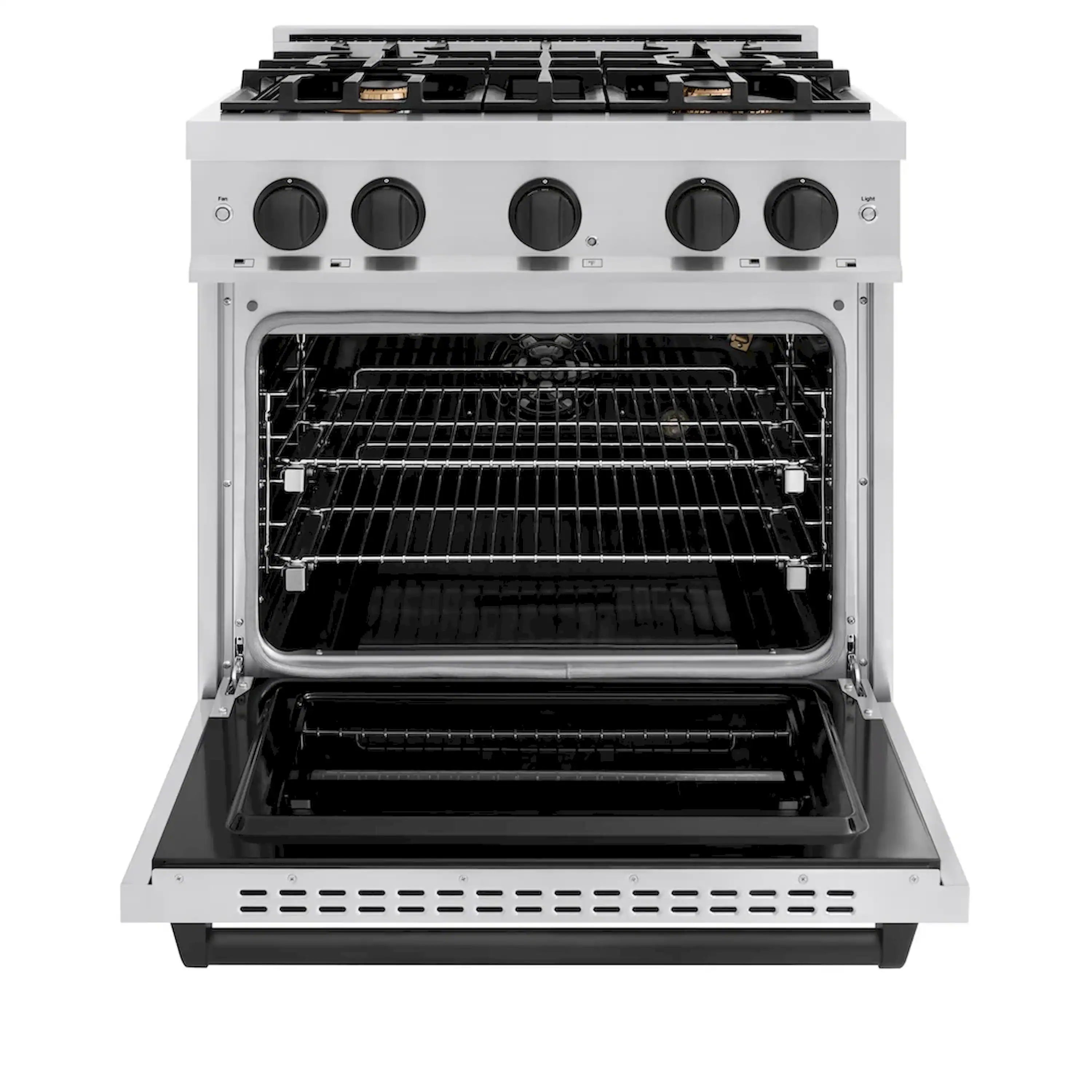 ZLINE Autograph Edition 30-Inch Classic Series Gas Range with 4 Gas Burner Cooktop and 4.2 Cu. Ft. Gas Convection Oven  in Stainless Steel and Matte Black Accents (CGRZ-30-MB) - Image 3