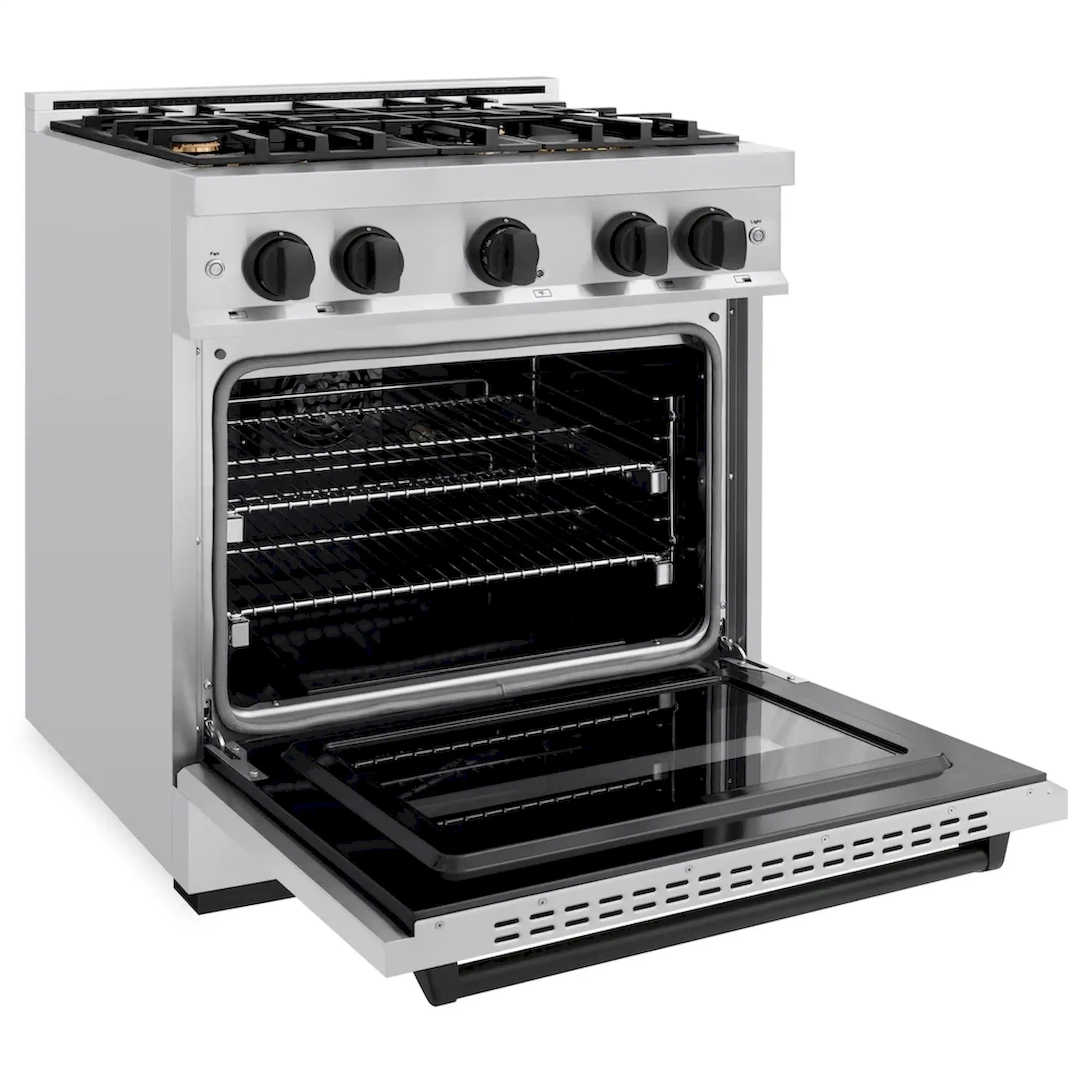 ZLINE Autograph Edition 30-Inch Classic Series Gas Range with 4 Gas Burner Cooktop and 4.2 Cu. Ft. Gas Convection Oven  in Stainless Steel and Matte Black Accents (CGRZ-30-MB) - Image 4