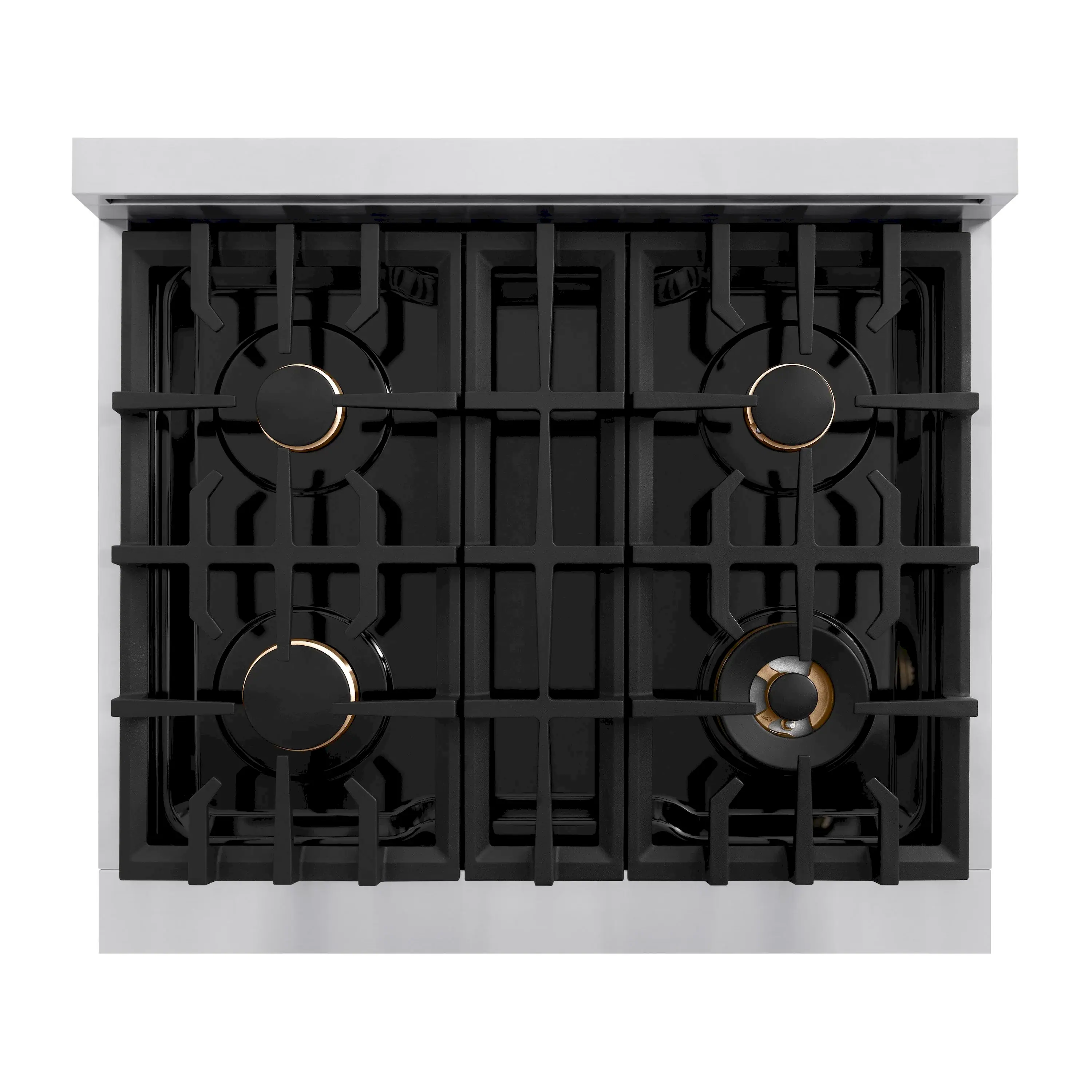 ZLINE Autograph Edition 30-Inch Classic Series Gas Range with 4 Gas Burner Cooktop and 4.2 Cu. Ft. Gas Convection Oven  in Stainless Steel with White Matte Door and Champagne Bronze Accents (CGRZ-WM-30-CB) - Image 5