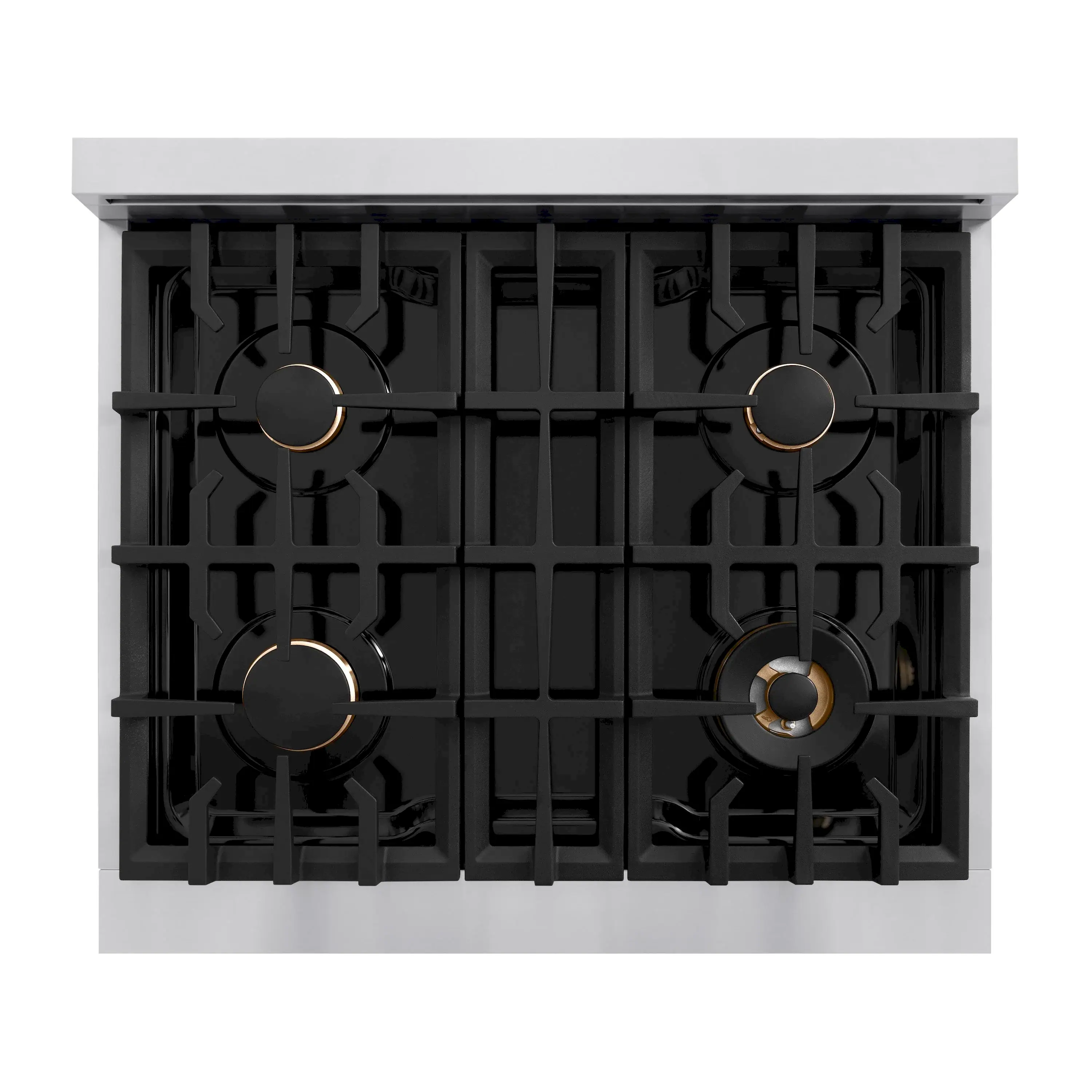 ZLINE Autograph Edition 30-Inch Classic Series Gas Range with 4 Gas Burner Cooktop and 4.2 Cu. Ft. Gas Convection Oven  in Stainless Steel with White Matte Door and Matte Black Accents (CGRZ-WM-30-MB) - Image 5