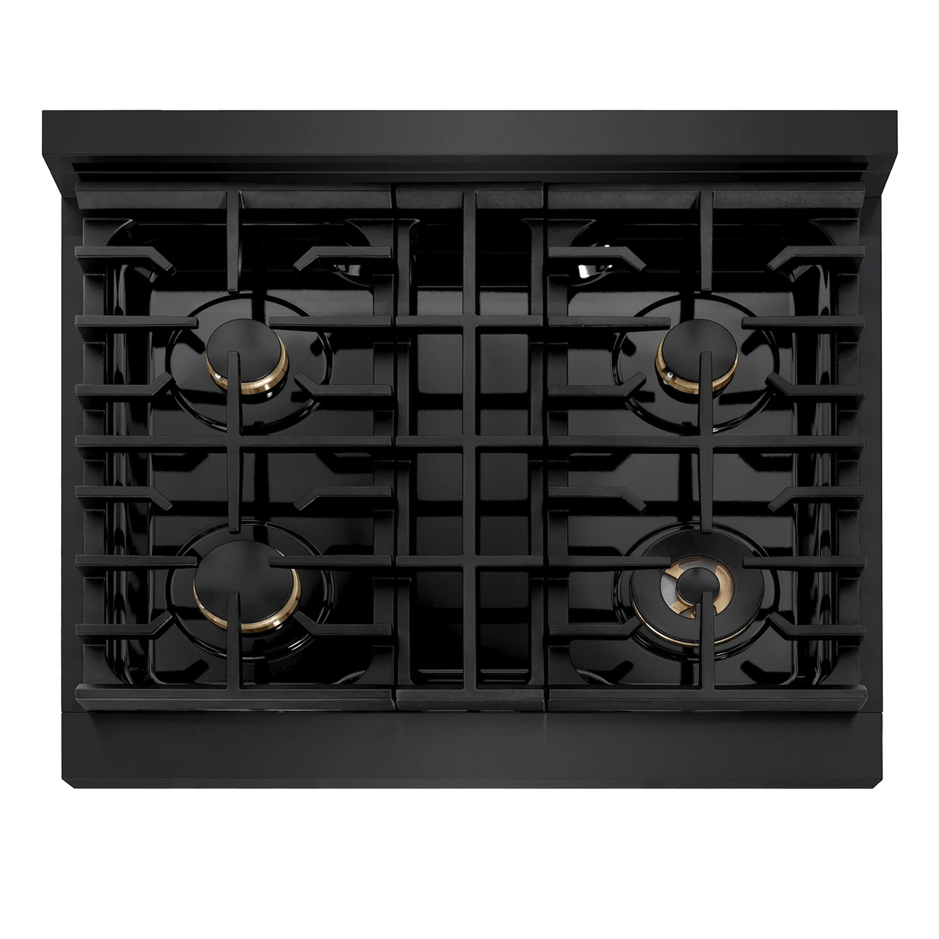 ZLINE Autograph Edition 30-Inch Paramount Gas Rangetop with 4 Burners and Porcelain Cooktop in Black Stainless Steel with Champagne Bronze Accents (SRTBZ-30-CB) - Image 3