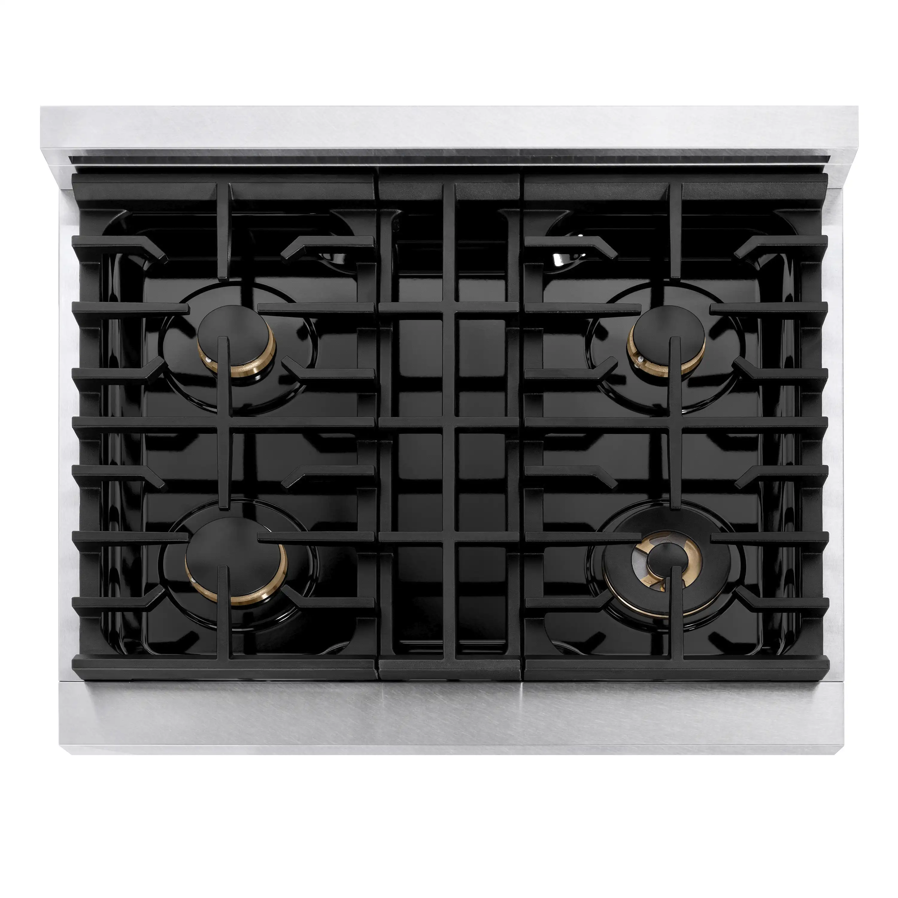 ZLINE Autograph Edition 30-Inch Paramount Gas Rangetop with 4 Burners and Porcelain Cooktop in Satin Stainless Steel with Champagne Bronze Accents (SRTSZ-30-CB) - Image 3