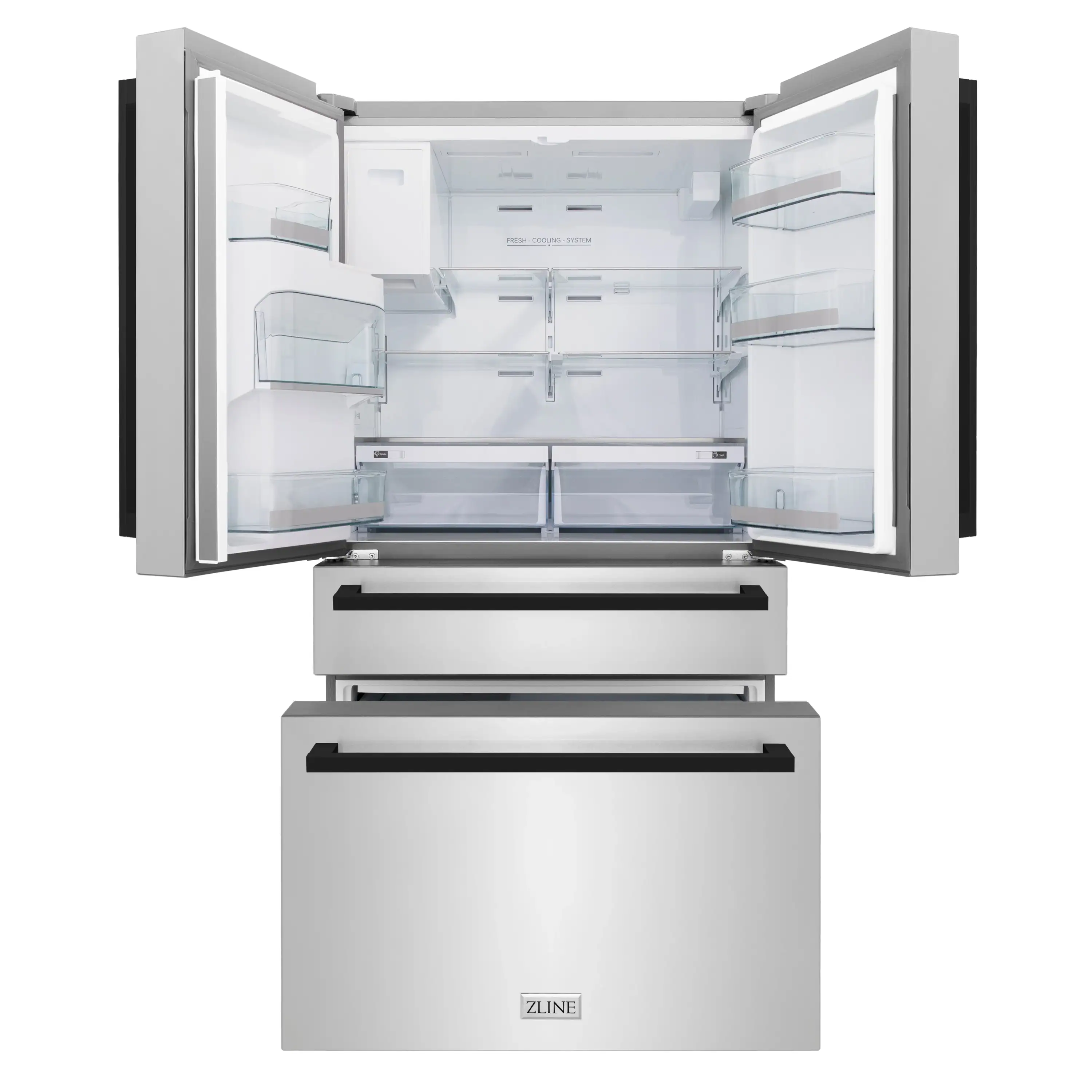 ZLINE Autograph Edition 36-Inch 21.6 cu. ft. Counter-Depth French Door Refrigerator with Water and Ice Dispenser in Fingerprint-Resistant Stainless Steel with Matte Black Modern Handles (RFMZ-W-36-FMB) - Image 2