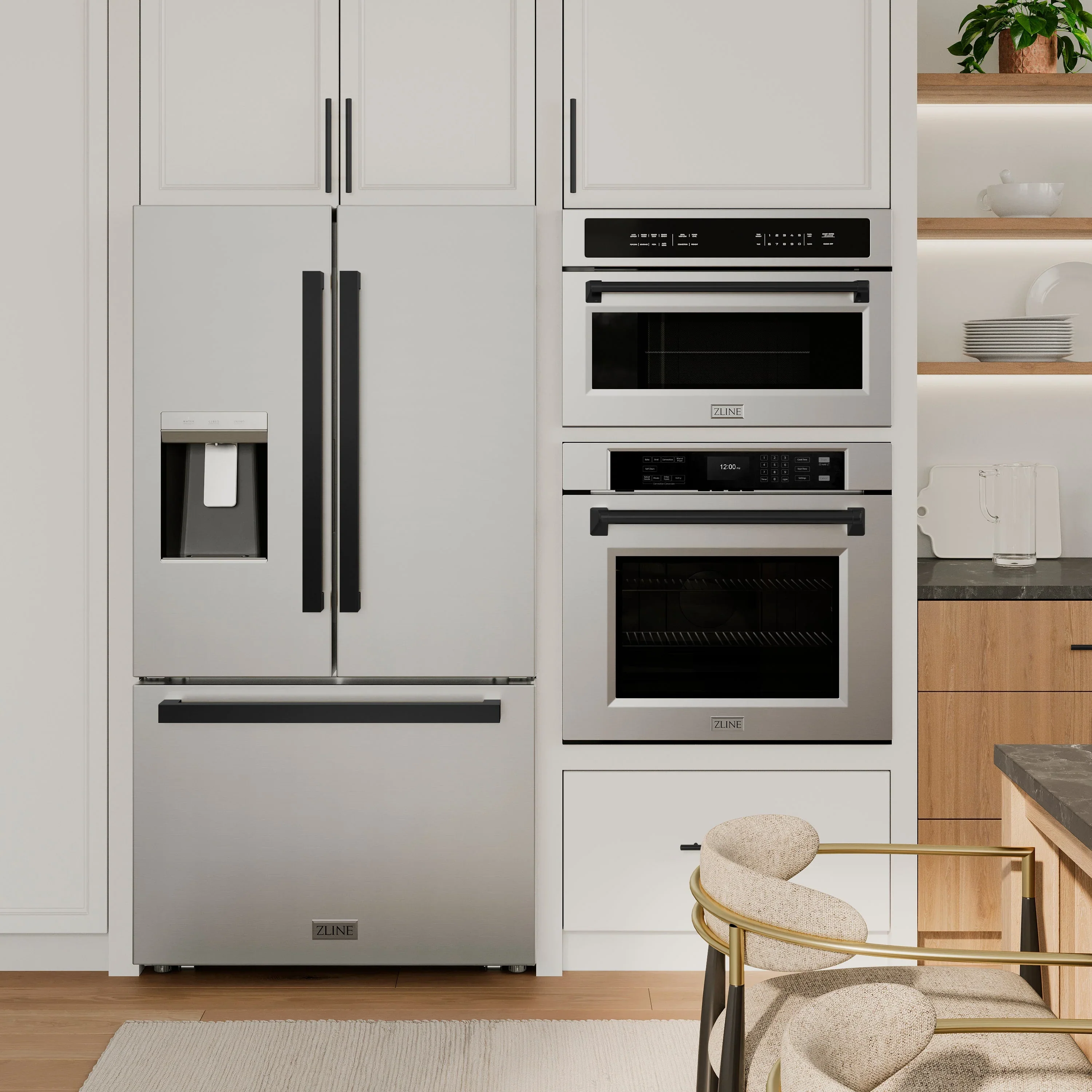 ZLINE Autograph Edition 36-Inch 28.9 cu. ft. Standard-Depth French Door External Water Dispenser Refrigerator with Dual Ice Maker in Fingerprint-Resistant Stainless Steel and Matte Black Modern Handles (RSMZ-W-36-FMB) - Image 2