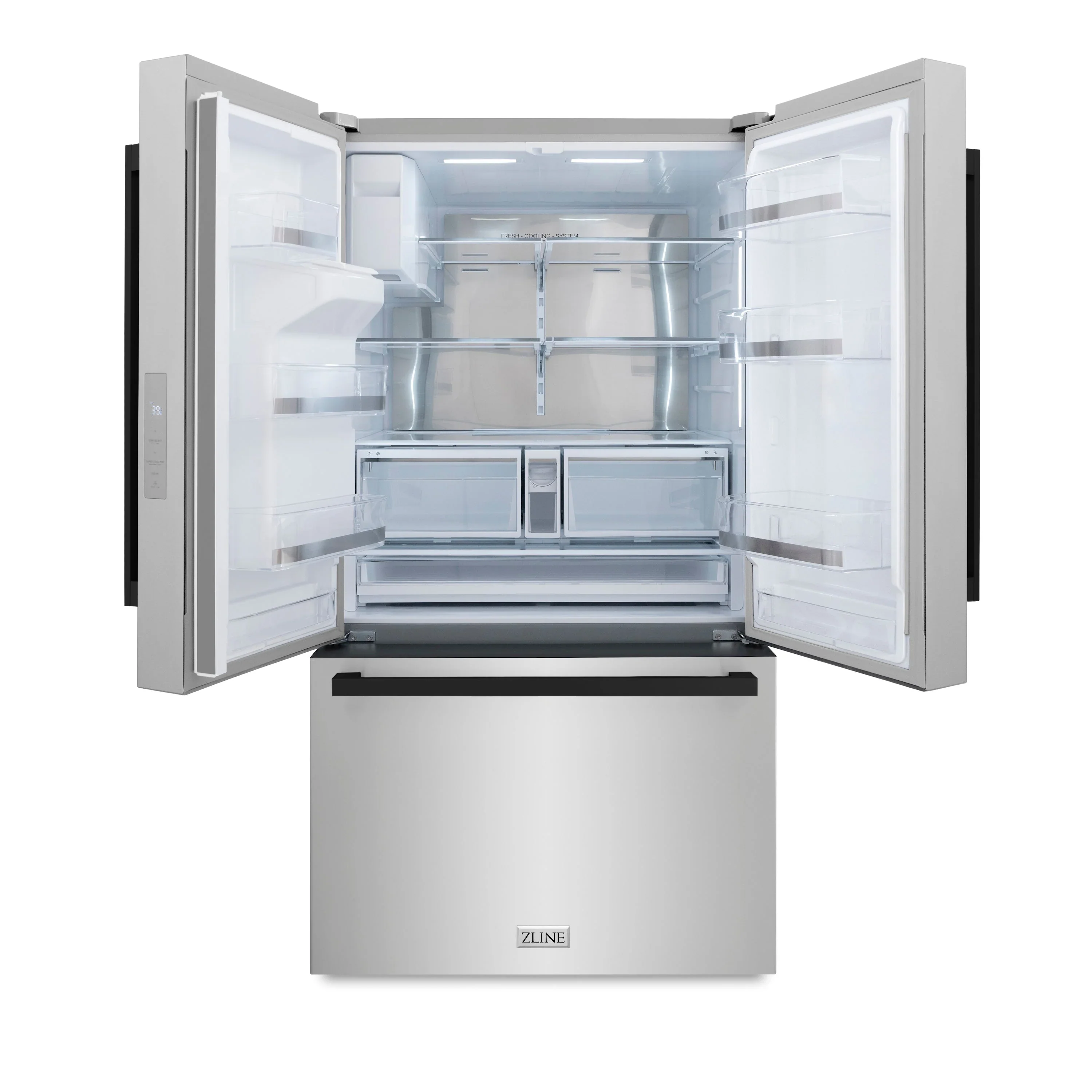 ZLINE Autograph Edition 36-Inch 28.9 cu. ft. Standard-Depth French Door External Water Dispenser Refrigerator with Dual Ice Maker in Fingerprint-Resistant Stainless Steel and Matte Black Modern Handles (RSMZ-W-36-FMB) - Image 6