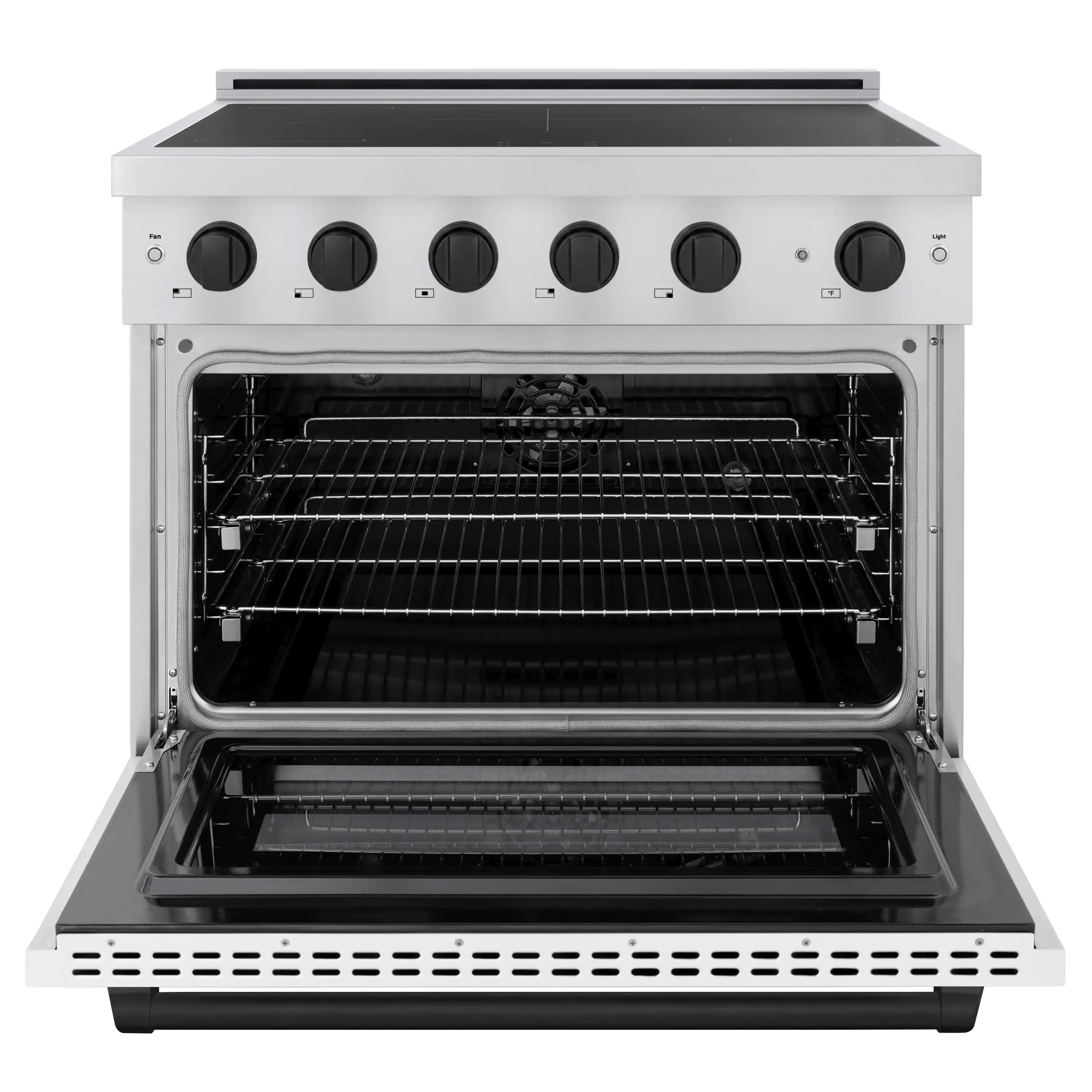 ZLINE Autograph Edition 36 in. 5.2 cu. ft. Paramount Induction Range with 5 Element Cooktop and Electric Convection Oven in Stainless Steel with White Matte Door and Matte Black Accents (SINRZ-WM-36-MB) - Image 2