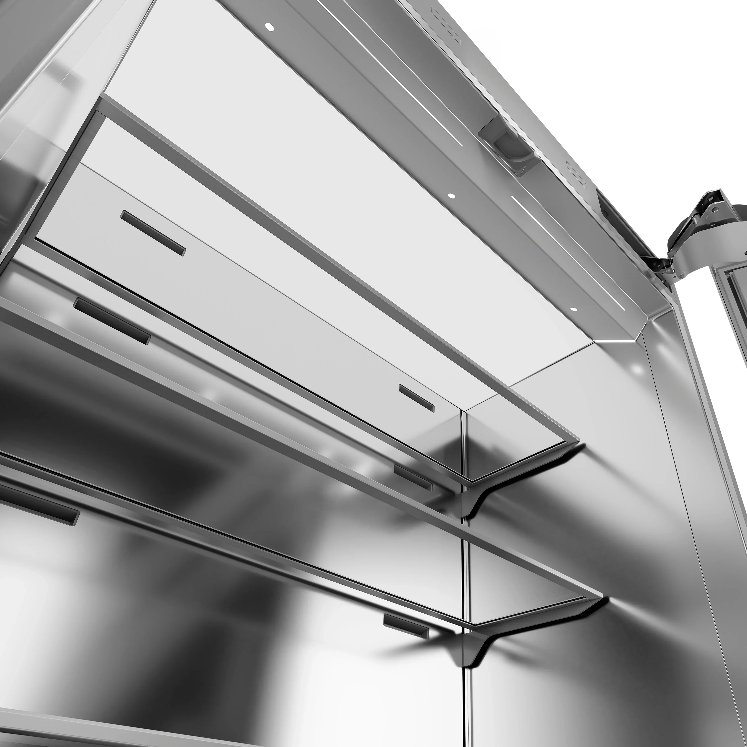 ZLINE Autograph Edition 36-Inch 19.6 cu. ft. French Door Built-In Bottom Freezer Refrigerator with Water Dispenser and Ice Maker in Satin Stainless Steel with Stainless Steel Interior and Polished Gold Accents (SRBIVZ-SN-36-G) - Image 9