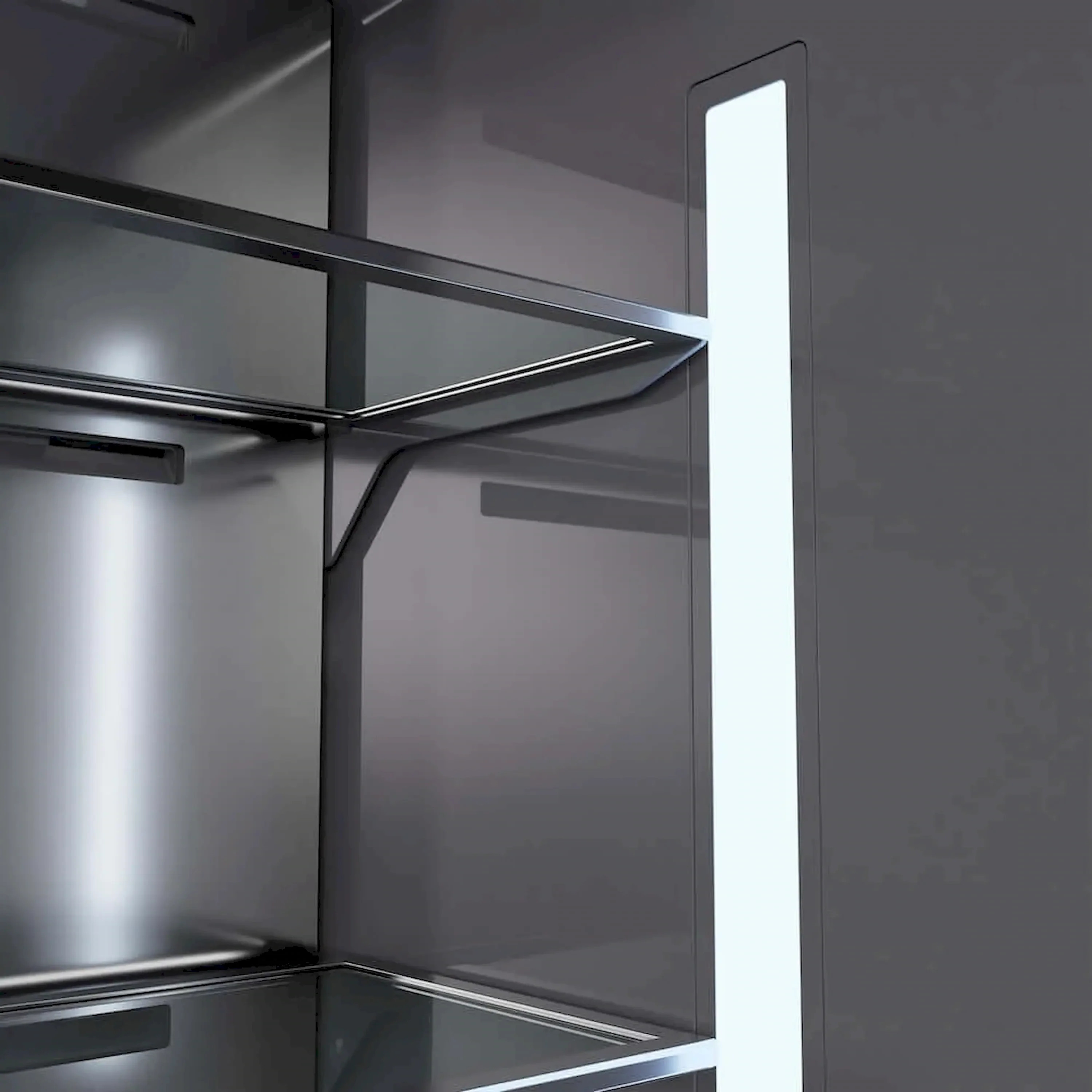 ZLINE Autograph Edition 36-Inch 19.6 Cu. Ft. French Door Built-In Bottom Freezer Refrigerator with Water Dispenser and Ice Maker in White Matte with Graphite Gray Interior and Champagne Bronze Accents (GRBIVZ-WM-36-CB) - Image 7