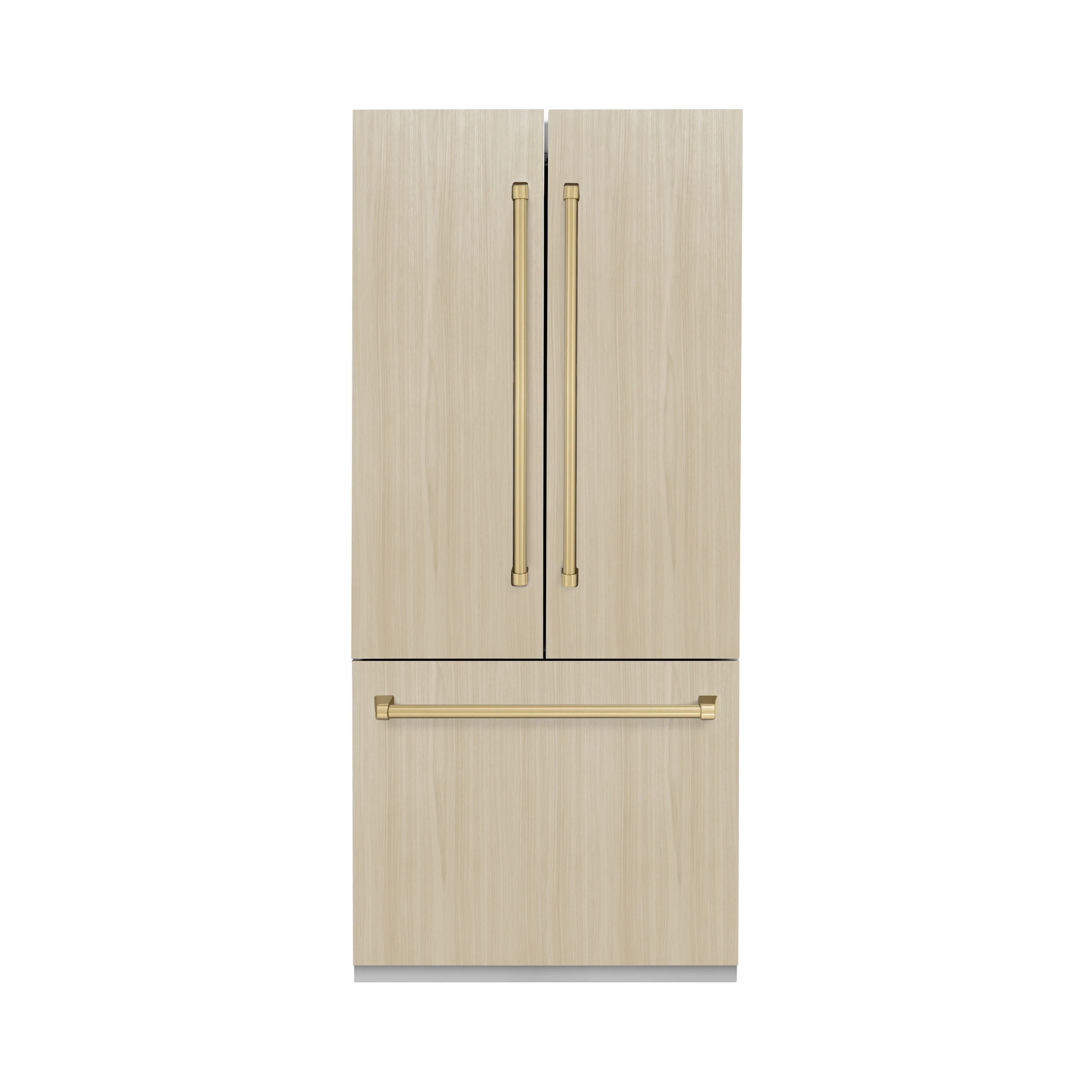 ZLINE Autograph Edition 36-Inch 19.6 cu. ft. French Door Built-In Bottom Freezer Refrigerator with Water Dispenser and Ice Maker with Graphite Gray Interior in Panel Ready and Champagne Bronze Accents (GRBIVZ-36-CB) - Image 3