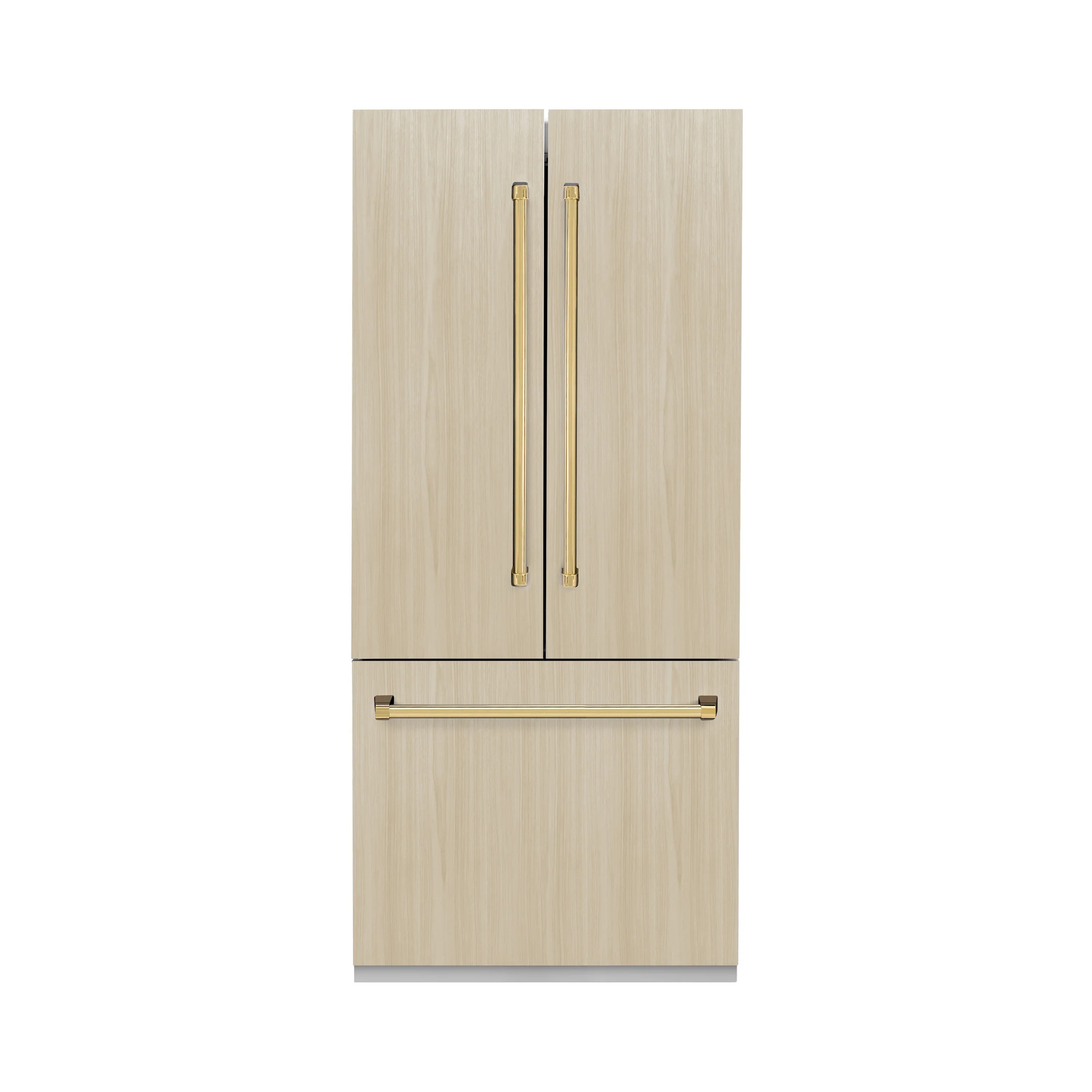 ZLINE Autograph Edition 36-Inch 19.6 cu. ft. French Door Built-In Bottom Freezer Refrigerator with Water Dispenser and Ice Maker with Graphite Gray Interior in Panel Ready and Polished Gold Accents (GRBIVZ-36-G) - Image 3