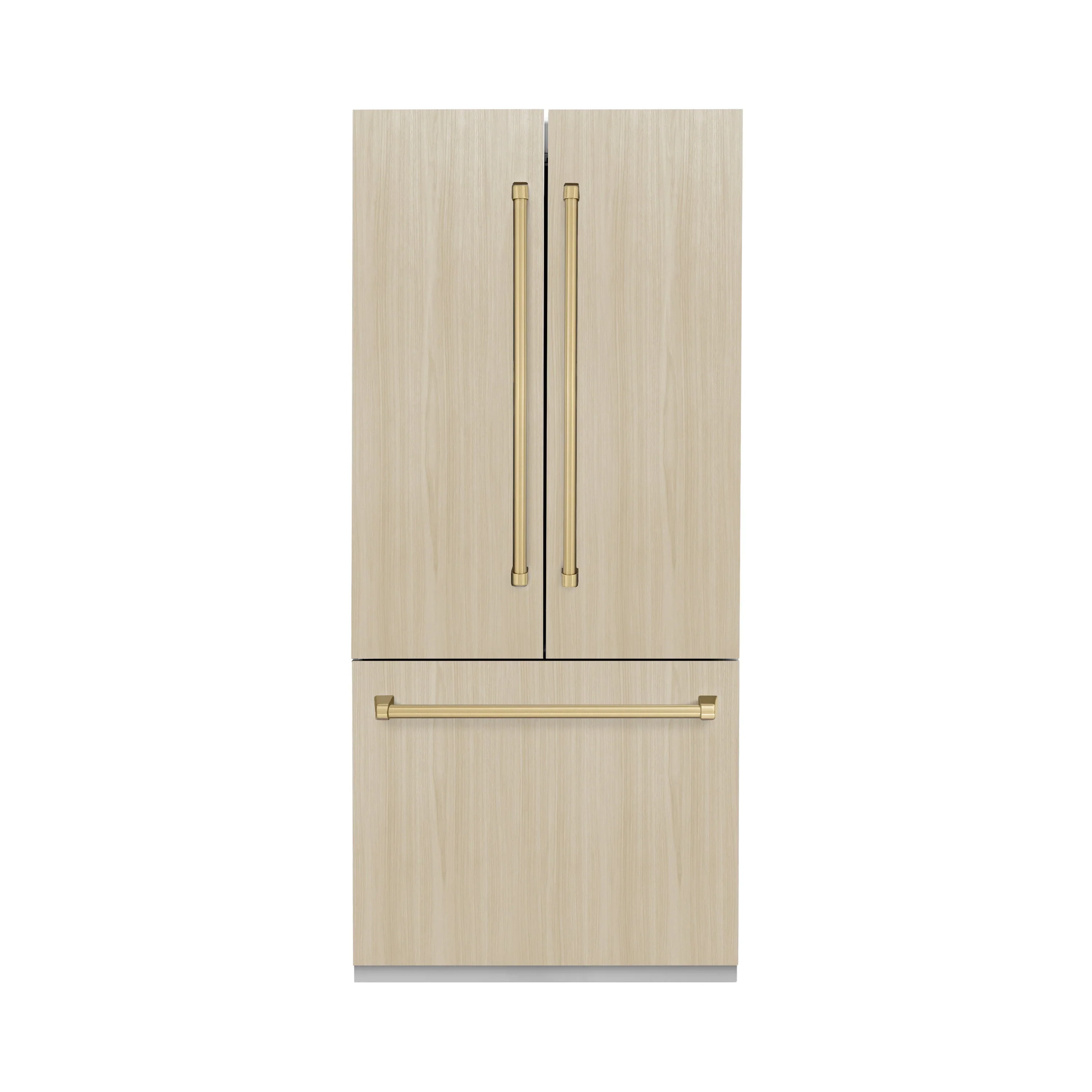 ZLINE Autograph Edition 36-Inch 19.6 cu. ft. Panel Ready French Door Built-In Bottom Freezer Refrigerator with Water Dispenser and Ice Maker with Stainless Steel Interior and Champagne Bronze Accents (SRBIVZ-36-CB) - Image 3