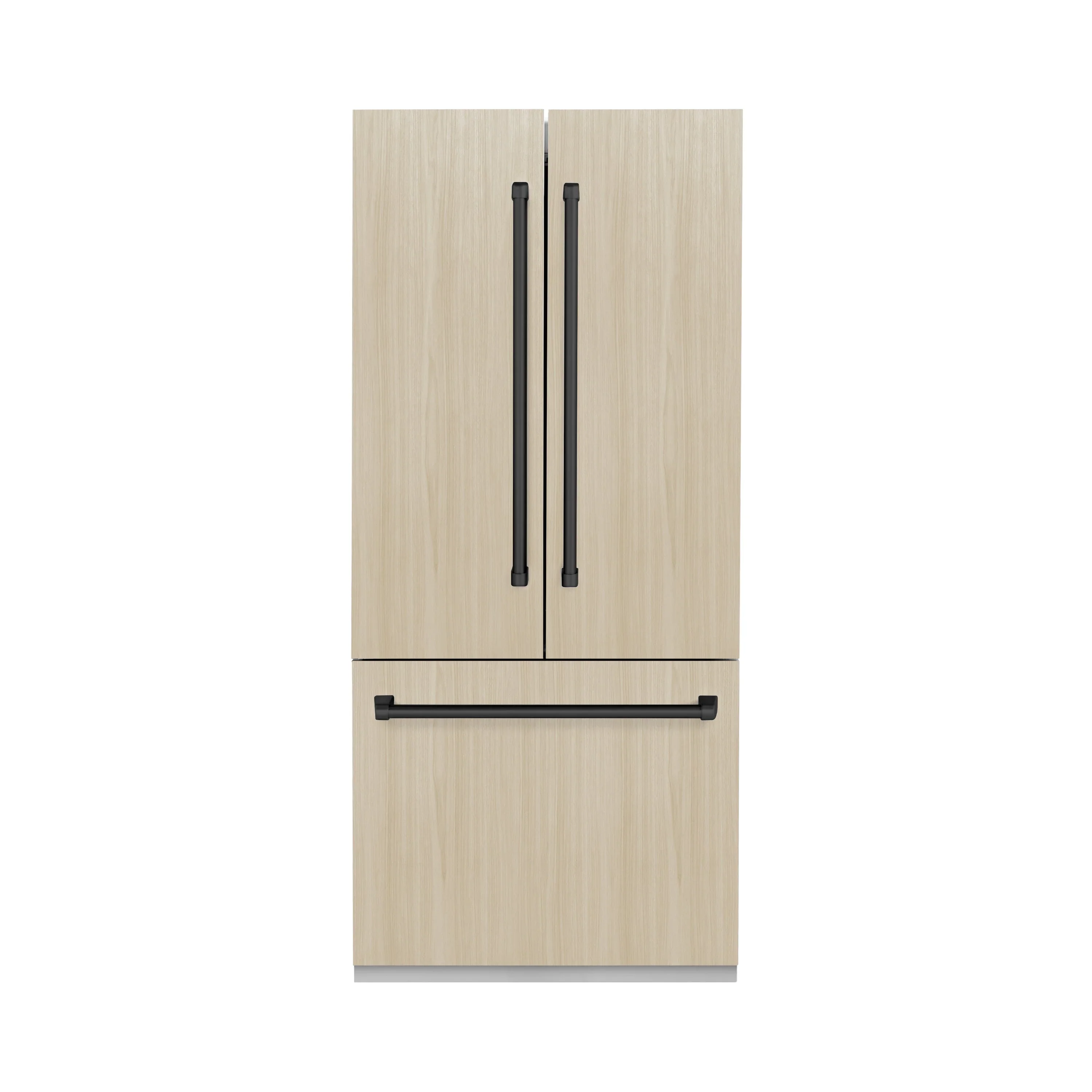 ZLINE Autograph Edition 36-Inch 19.6 cu. ft. Panel Ready French Door Built-In Bottom Freezer Refrigerator with Water Dispenser and Ice Maker with Stainless Steel Interior and Matte Black Accents (SRBIVZ-36-MB) - Image 3