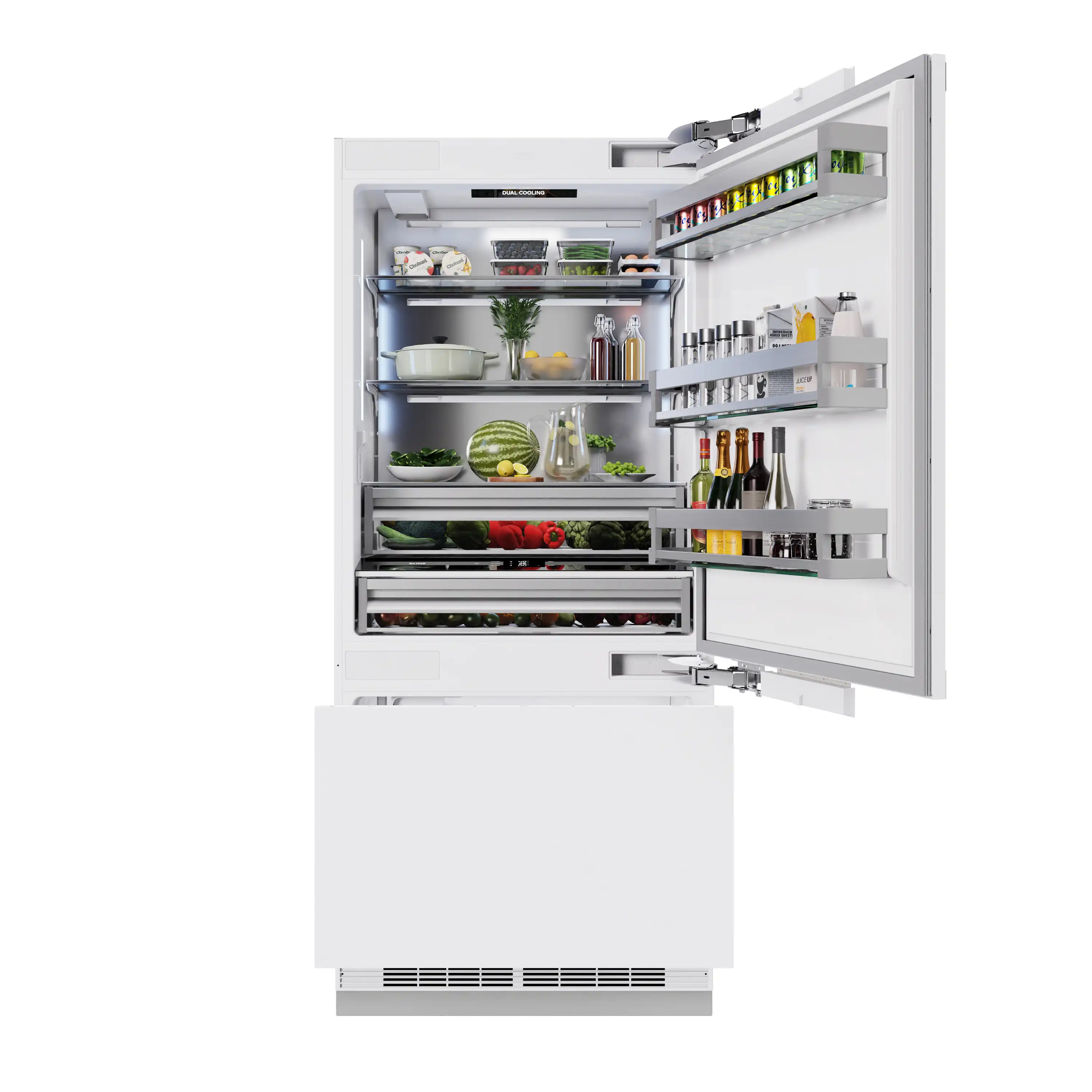 ZLINE Autograph Edition 36-Inch 19.8 Cu. Ft. Built-In Bottom Freezer Refrigerator with Water Dispenser and Ice Maker in Panel Ready with Champagne Bronze Accents (RBITZ-36-CB) - Image 8