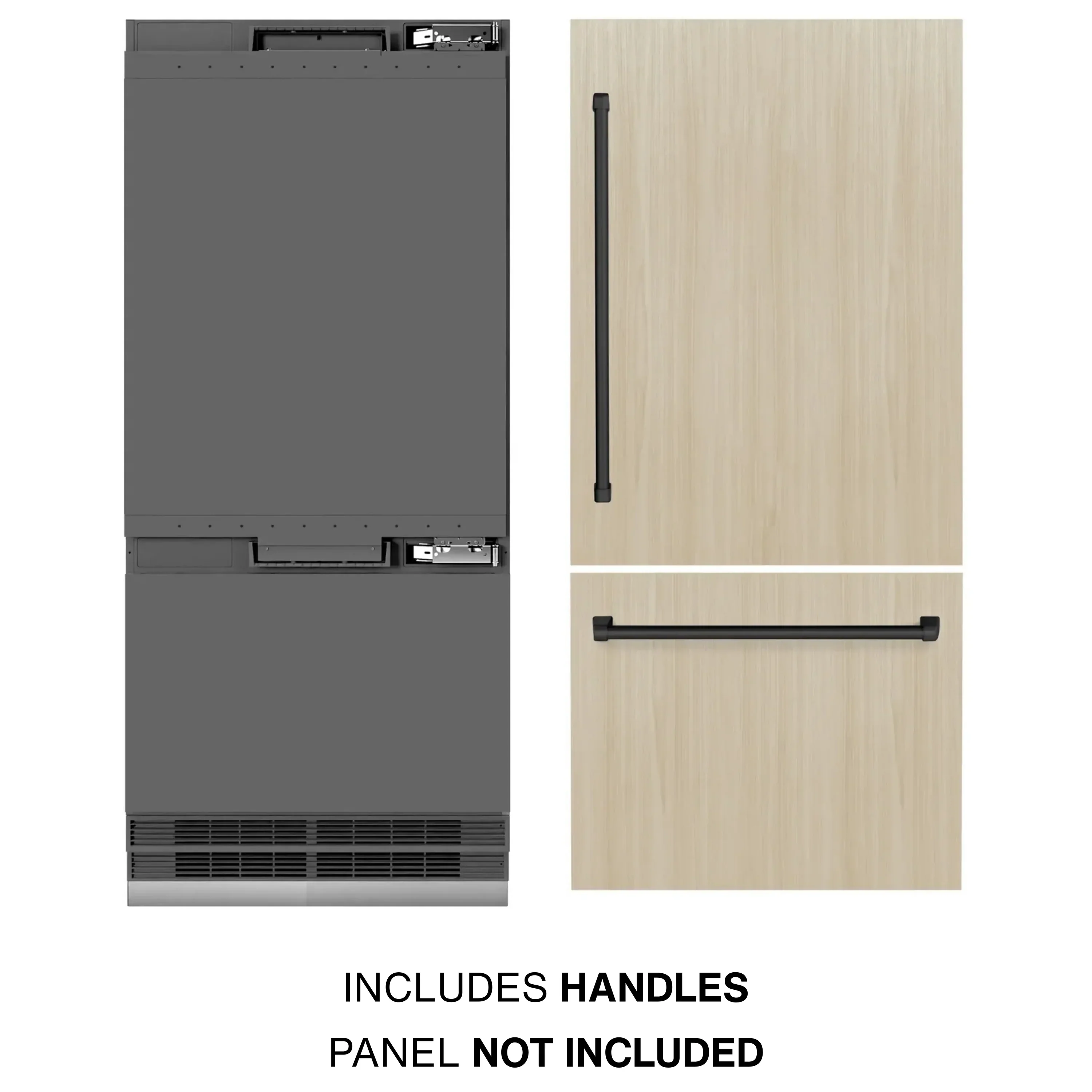 ZLINE Autograph Edition 36-Inch 19.8 Cu. Ft. Built-In Bottom Freezer Refrigerator with Water Dispenser and Ice Maker in Panel Ready with Graphite Gray Interior and Matte Black Accents (GRBITZ-36-MB) - Image 3