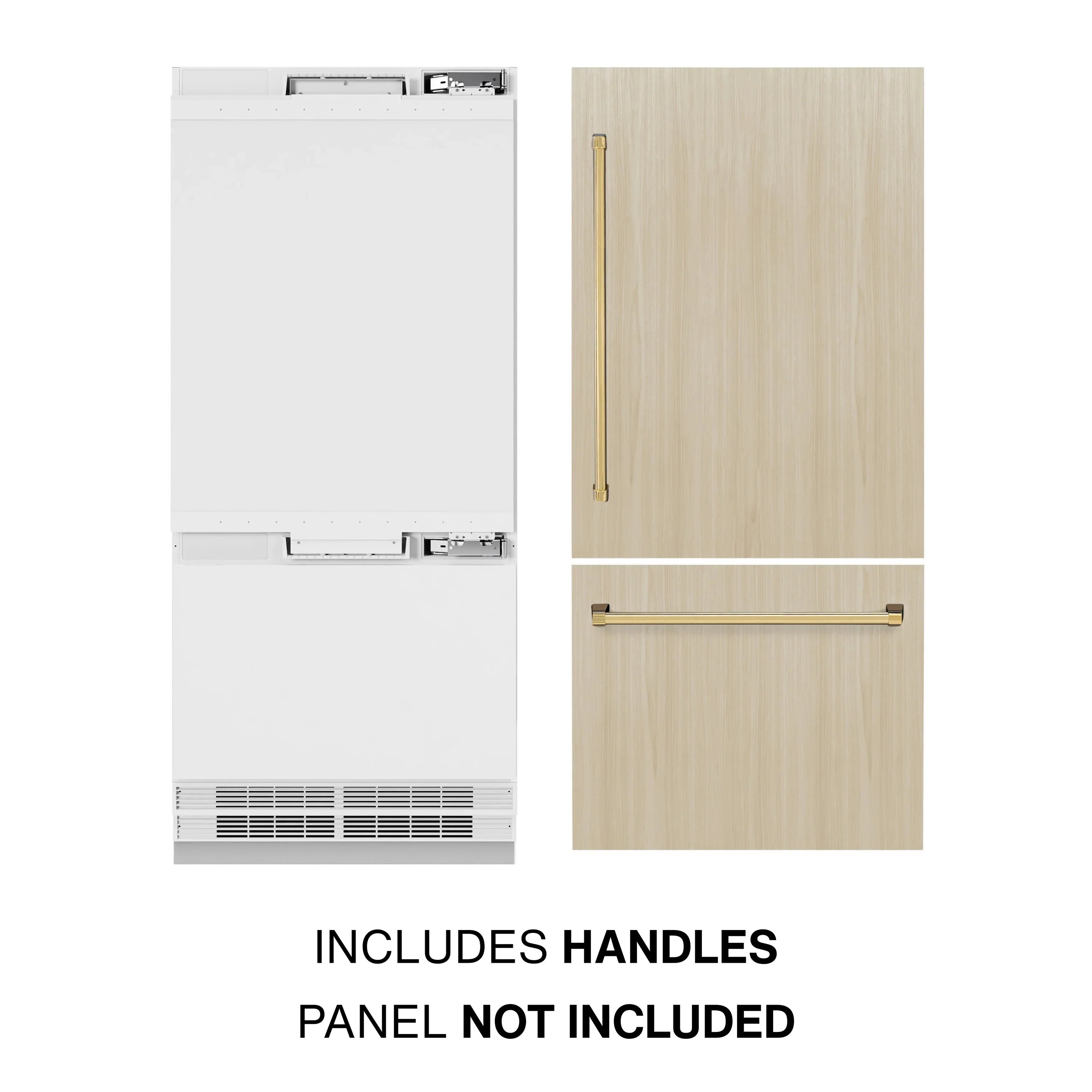 ZLINE Autograph Edition 36-Inch 19.8 Cu. Ft. Built-In Bottom Freezer Refrigerator with Water Dispenser and Ice Maker in Panel Ready with Polished Gold Accents (RBITZ-36-G) - Image 3