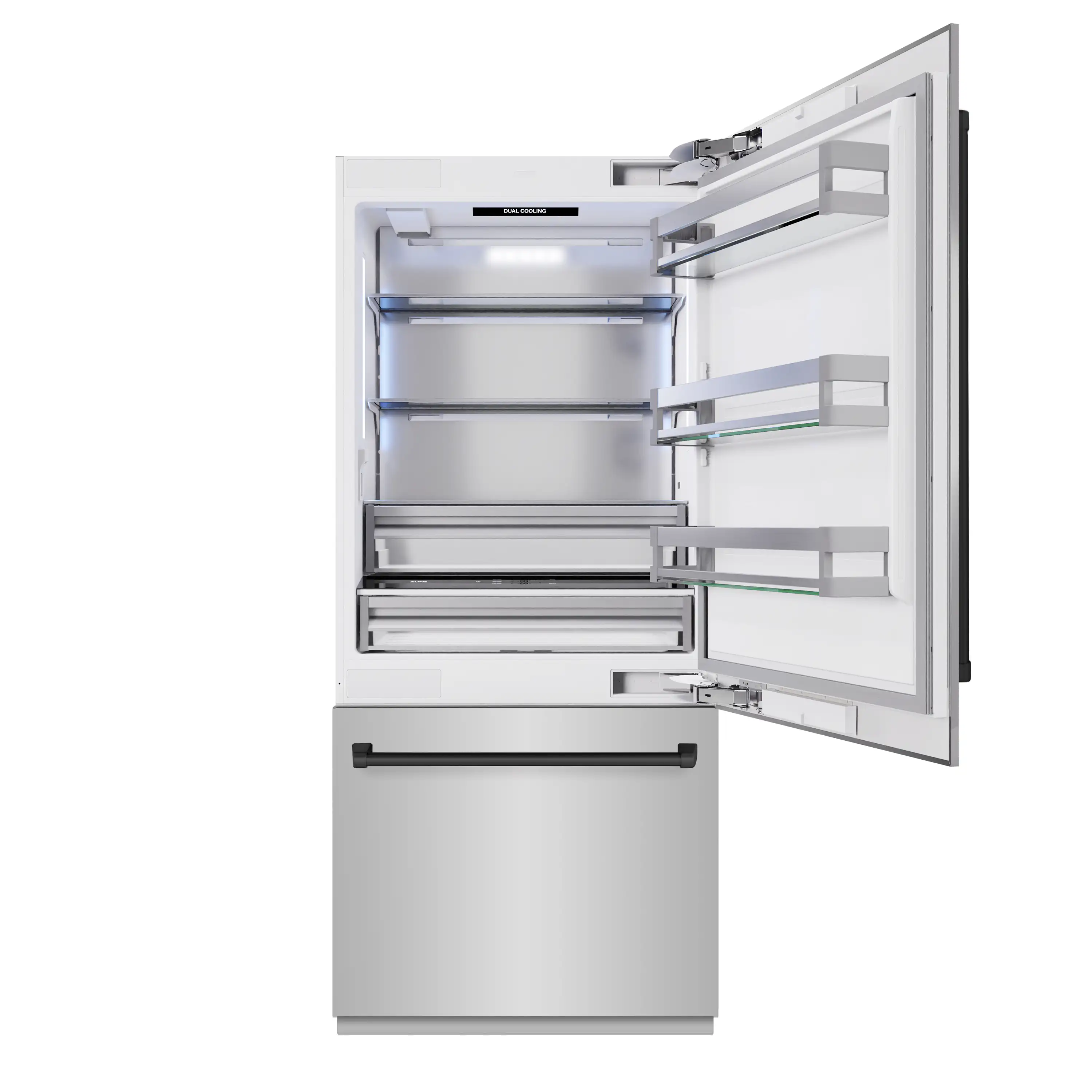 ZLINE Autograph Edition 36-Inch 19.8 Cu. Ft. Built-In Bottom Freezer Refrigerator with Water Dispenser and Ice Maker in Stainless Steel with Matte Black Accents (RBITZ-304-36MB) - Image 5