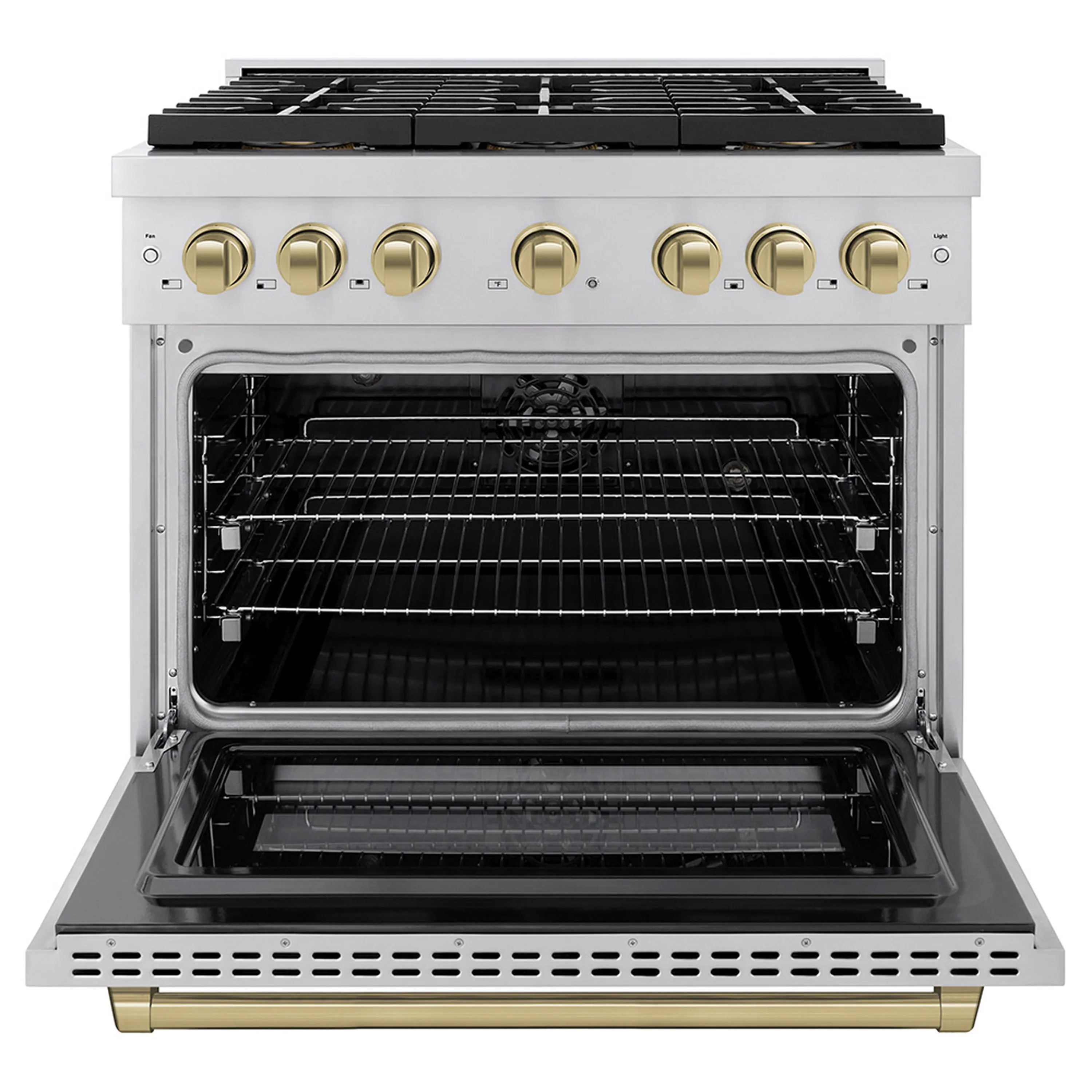 ZLINE Autograph Edition 36-Inch 5.2 cu. ft. Paramount Dual Fuel Range with 6 Burner DuoPro™ Cooktop and Electric Convection Oven in Stainless Steel and Champagne Bronze Accents (PSDRZ-36-CB) - Image 2
