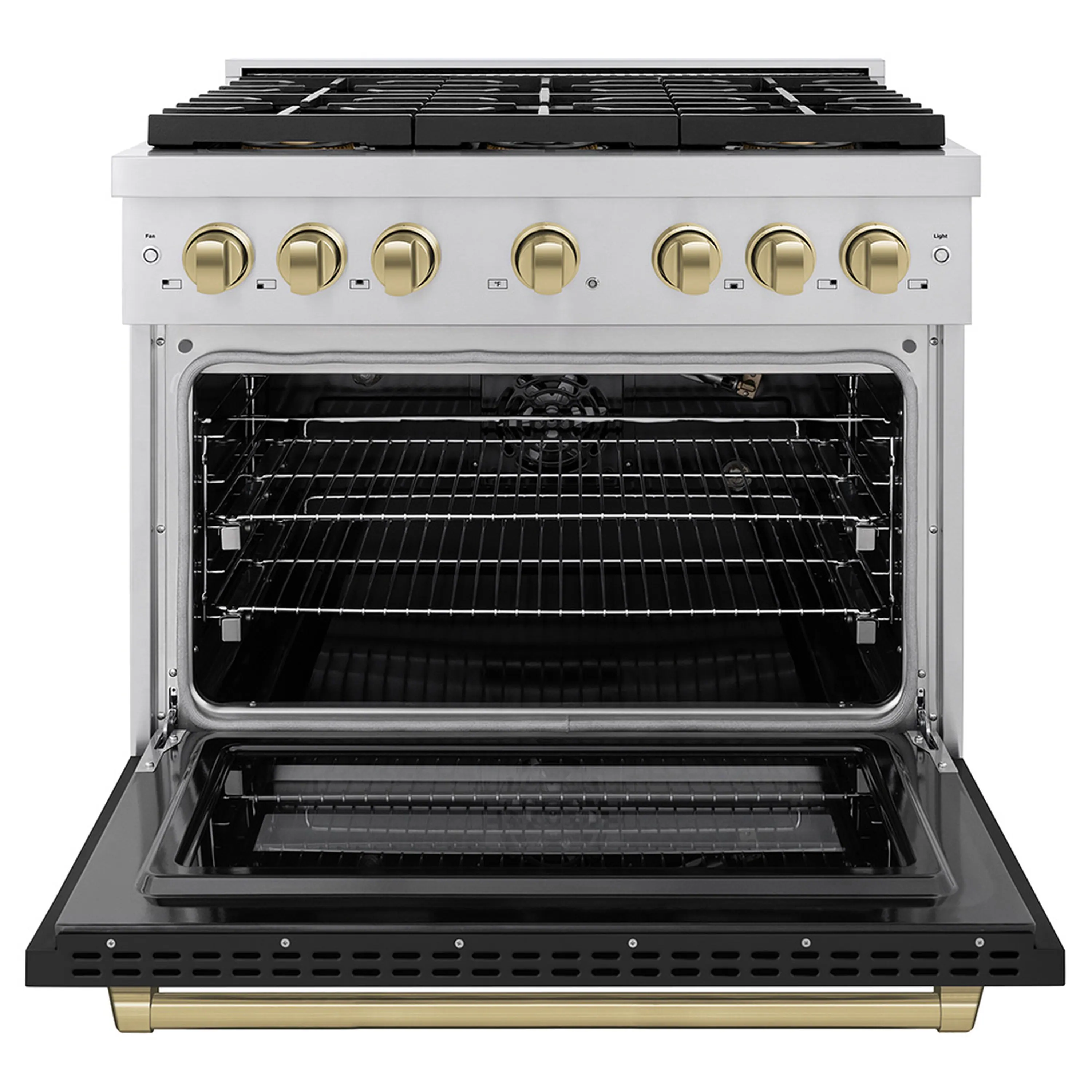 ZLINE Autograph Edition 36-Inch 5.2 cu. ft. Paramount Dual Fuel Range with 6 Burner DuoPro™ Cooktop and Electric Convection Oven with Black Matte Door and Champagne Bronze Accents (PSDRZ-BLM-36-CB) - Image 2