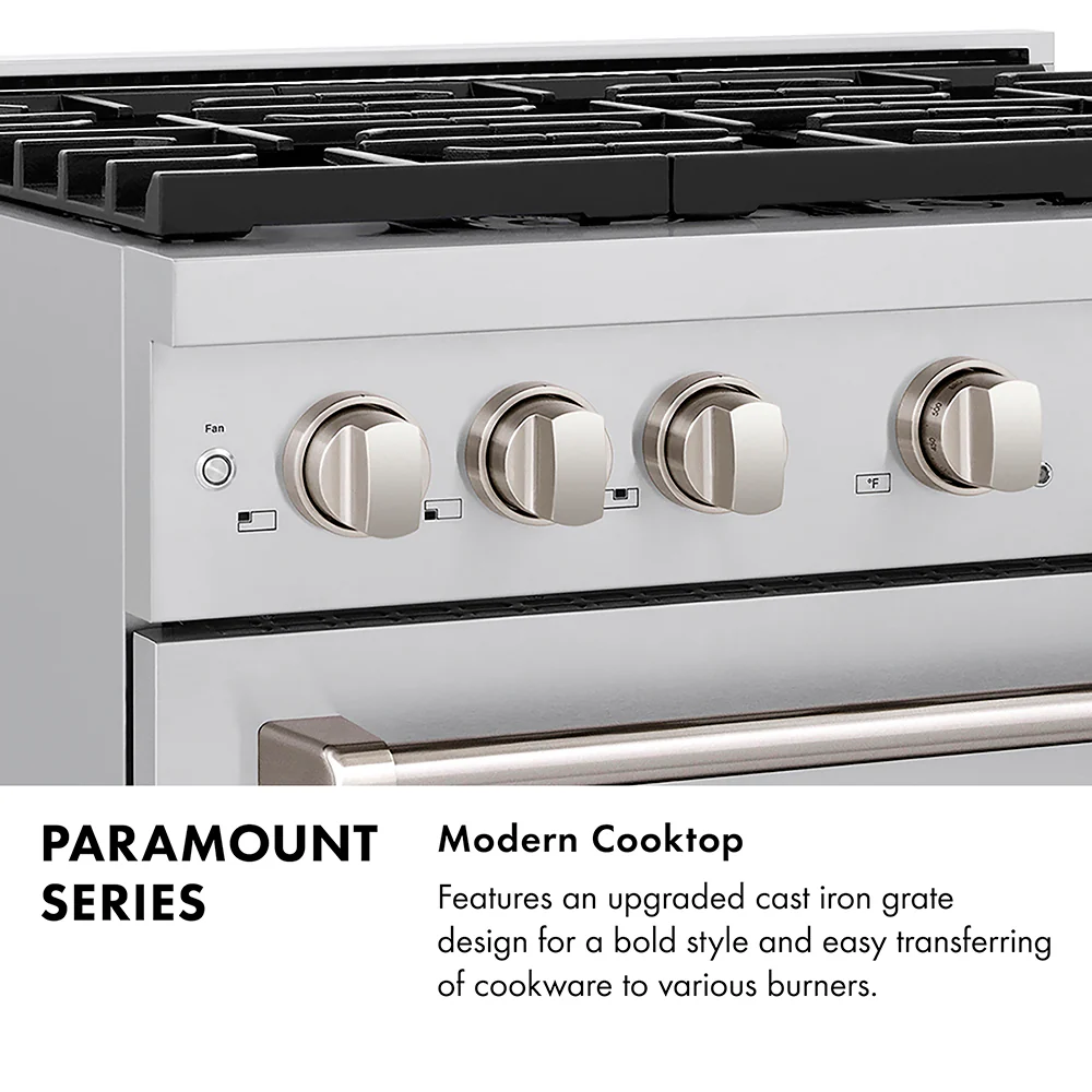 ZLINE Autograph Edition 36-Inch 5.2 cu. ft. Paramount Dual Fuel Range with 6 Burner DuoPro™ Cooktop and Electric Convection Oven with White Matte Door and Champagne Bronze Accents (PSDRZ-WM-36-CB) - Image 8