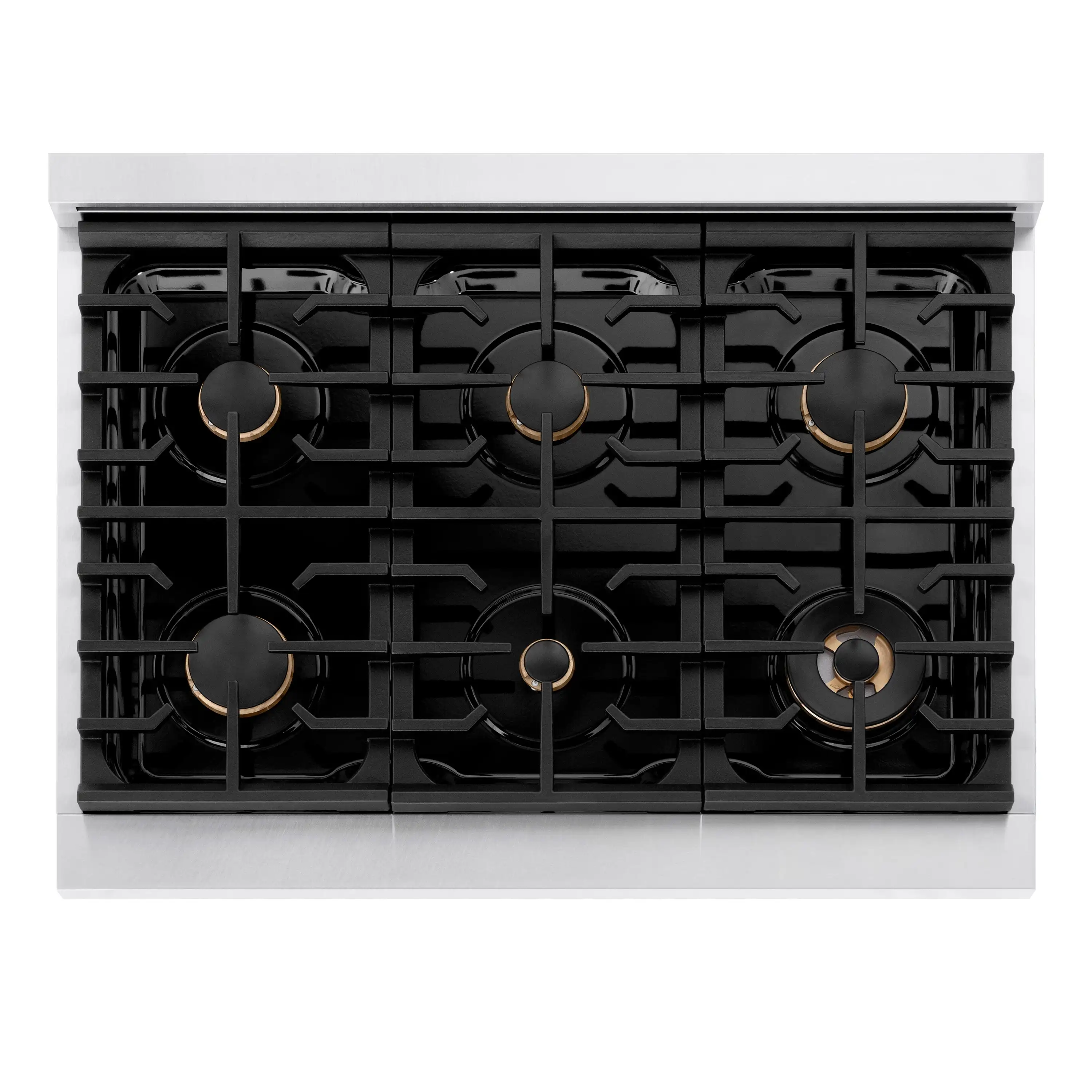 ZLINE Autograph Edition 36-Inch 5.2 cu. ft. Paramount Dual Fuel Range with 6 Burner Gas Cooktop and Electric Convection Oven in Satin Stainless Steel with Black Matte Door and Champagne Bronze Accents (SDRSZ-BLM-36-CB) - Image 4