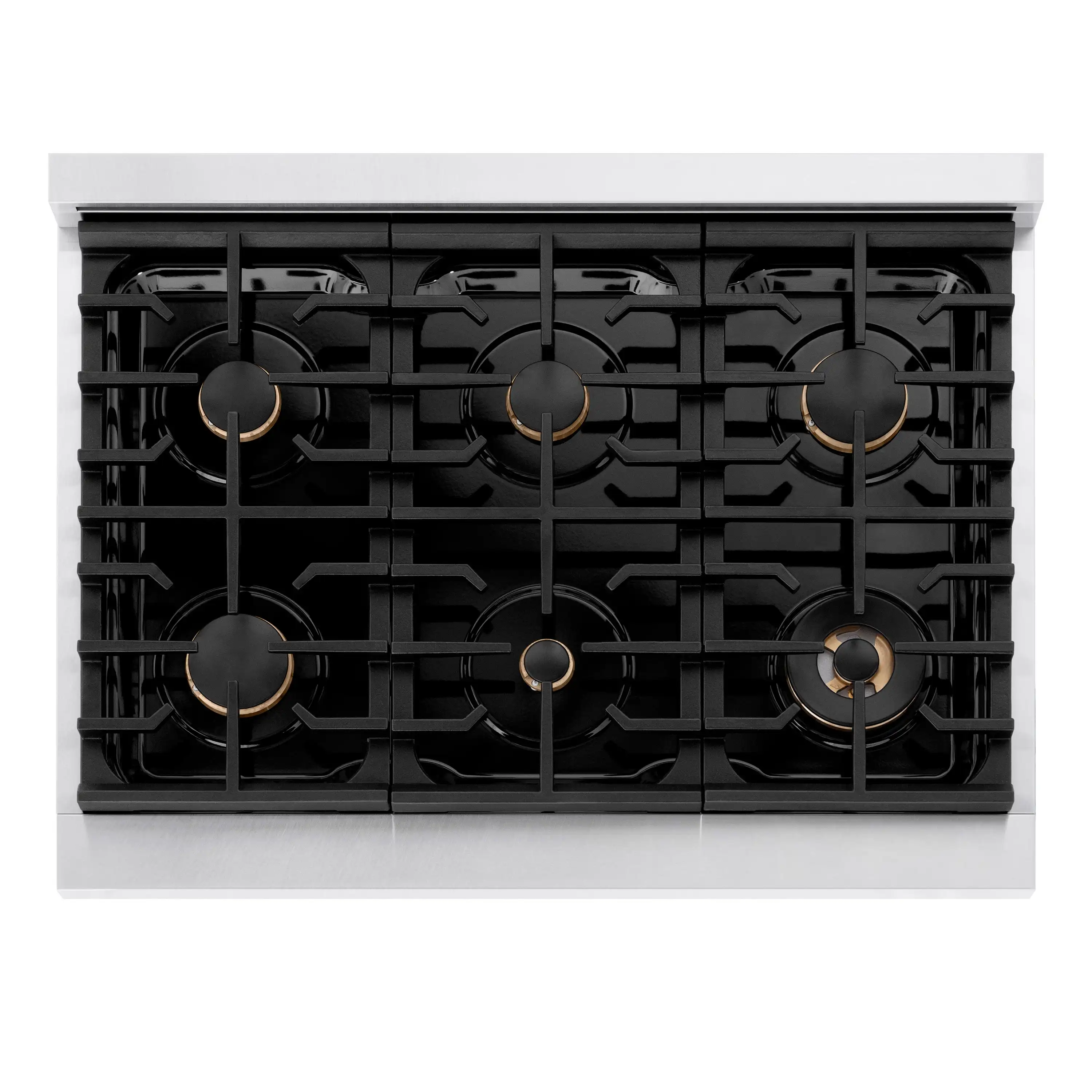 ZLINE Autograph Edition 36-Inch 5.2 cu. ft. Paramount Dual Fuel Range with 6 Burner Gas Cooktop and Electric Convection Oven in Satin Stainless Steel with White Matte Door and Champagne Bronze Accents (SDRSZ-WM-36-CB) - Image 4