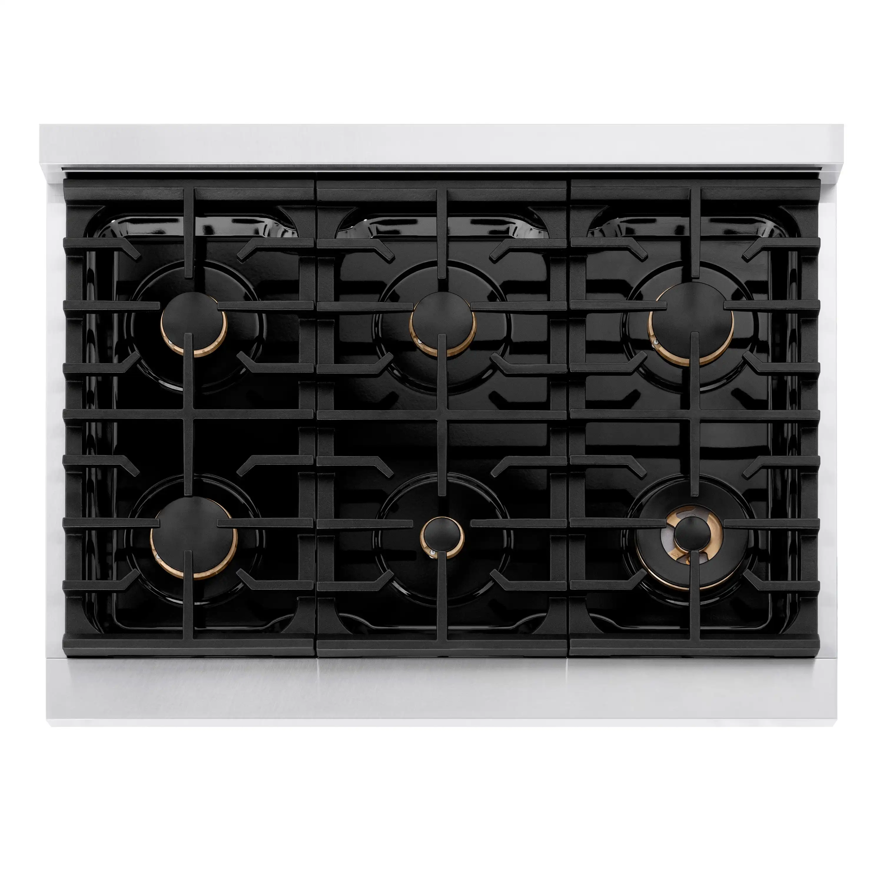 ZLINE Autograph Edition 36-Inch 5.2 cu. ft. Paramount Dual Fuel Range with 6 Burner Gas Cooktop and Electric Convection Oven in Satin Stainless Steel with Black Matte Door and Polished Gold Accents (SDRSZ-BLM-36-G) - Image 4