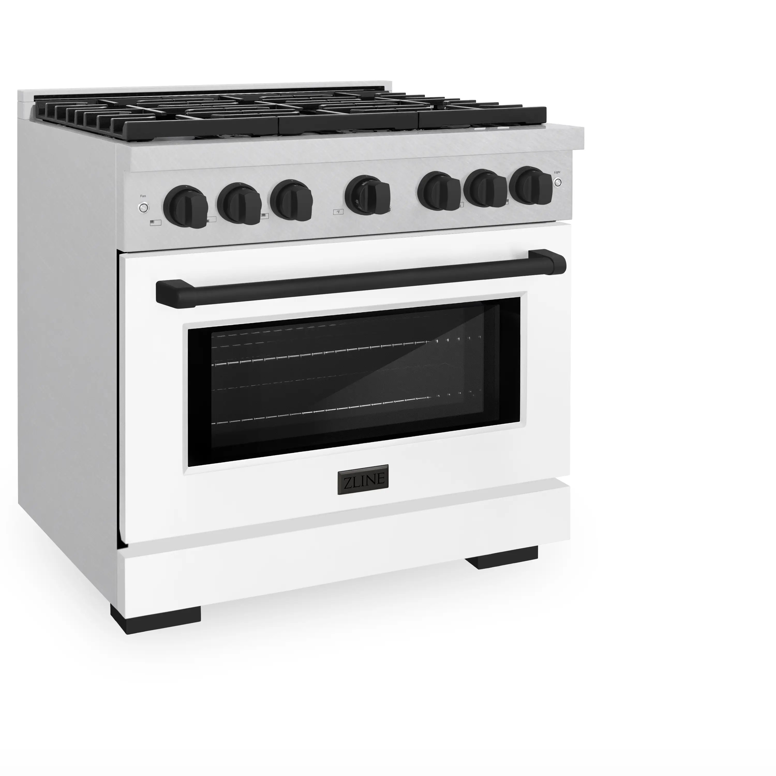 ZLINE Autograph Edition 36-Inch 5.2 cu. ft. Paramount Dual Fuel Range with 6 Burner Gas Cooktop and Electric Convection Oven in Satin Stainless Steel with White Matte Door and Matte Black Accents (SDRSZ-WM-36-MB) - Image 2