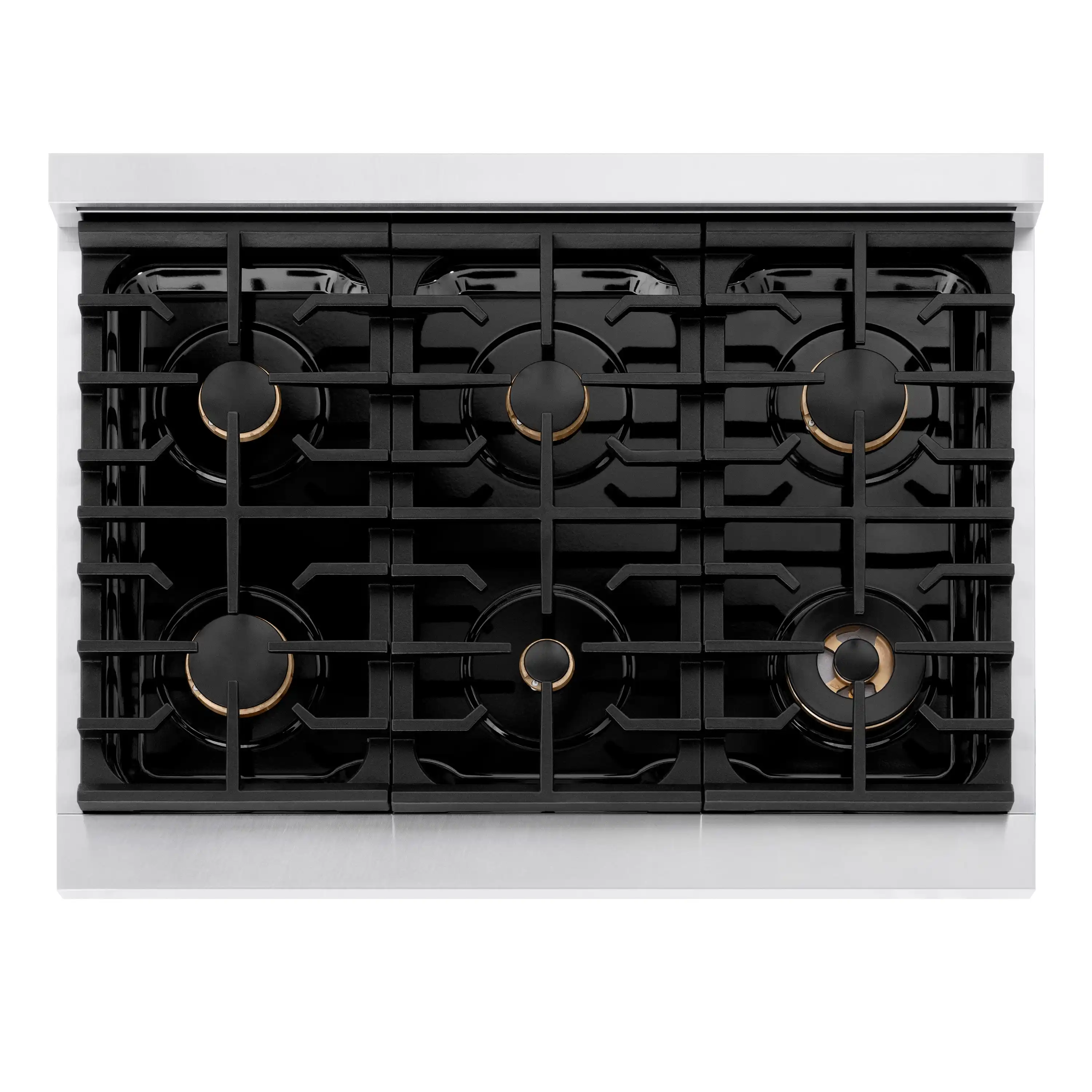 ZLINE Autograph Edition 36-Inch 5.2 cu. ft. Paramount Dual Fuel Range with 6 Burner Gas Cooktop and Electric Convection Oven in Satin Stainless Steel with White Matte Door and Matte Black Accents (SDRSZ-WM-36-MB) - Image 4