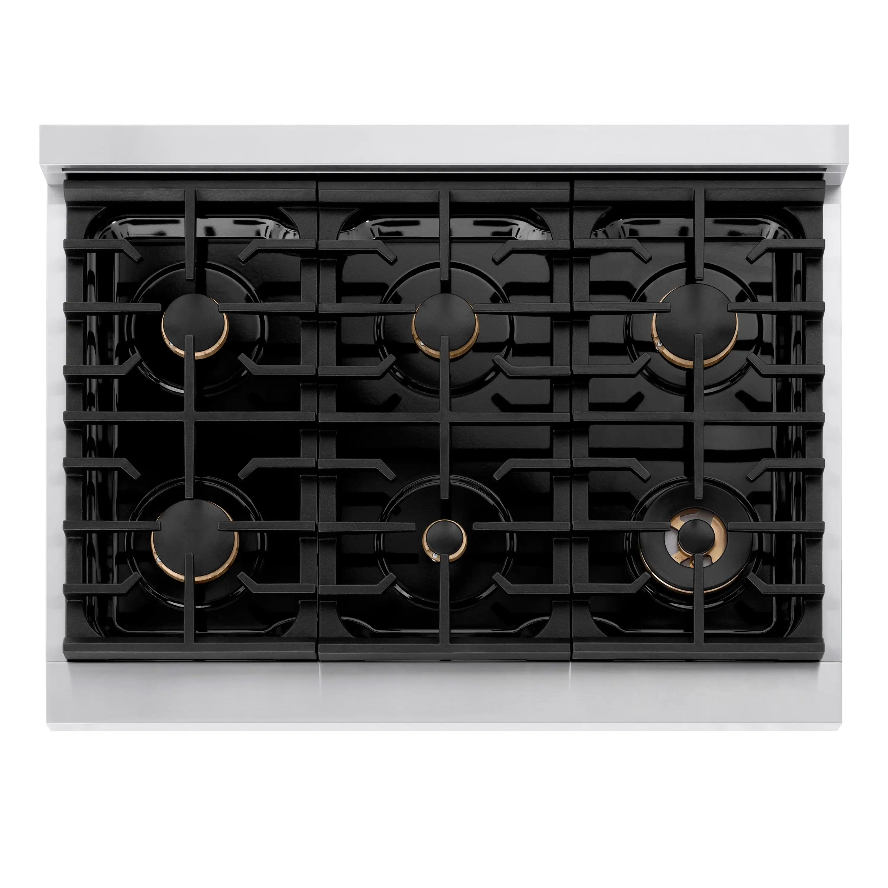 ZLINE Autograph Edition 36-Inch 5.2 cu. ft. Paramount Dual Fuel Range with 6 Burner Gas Cooktop and Electric Convection Oven in Stainless Steel with Black Matte Door and Polished Gold Accents (SDRZ-BLM-36-G) - Image 4